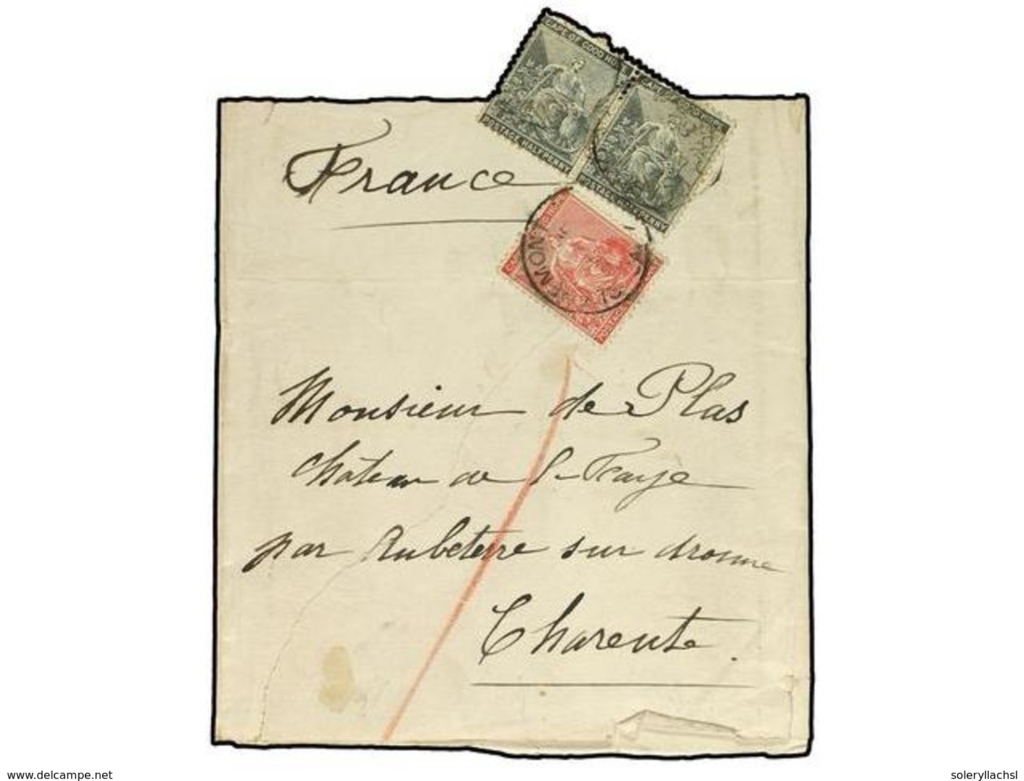 2663 CABO DE BUENA ESPERANZA. 1882. Newspaper Wrapper To FRANCE Franked By 1882 Pair Of <B>1/2 D.</B> Grey Black And <B> - Sonstige & Ohne Zuordnung