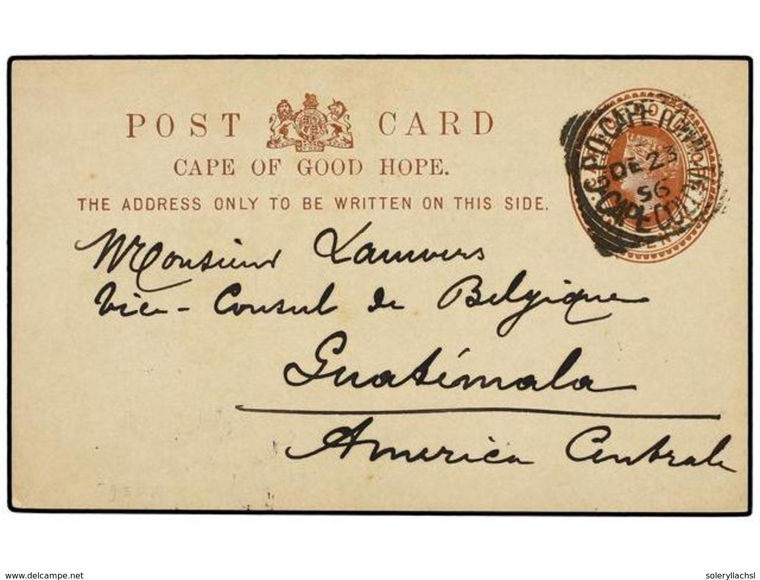 2671 CABO DE BUENA ESPERANZA. 1896. CAPE TOWN To GUATEMALA. Postal Stationery Card Of <B>1 P.</B> Brown. Arrival Cds. On - Sonstige & Ohne Zuordnung
