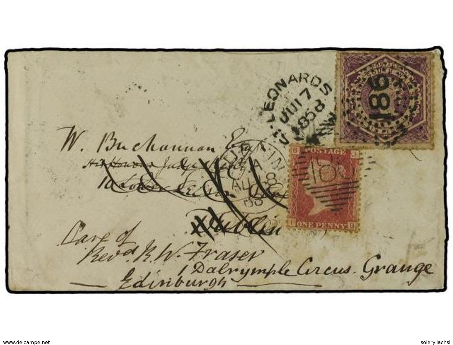 2686 NUEVA GALES DEL SUR. 1868. Cover From ST. LEONARDS (Ju 17) To DUBLIN With Diadem <B>6 D</B> Perf. (lifted And Repla - Other & Unclassified