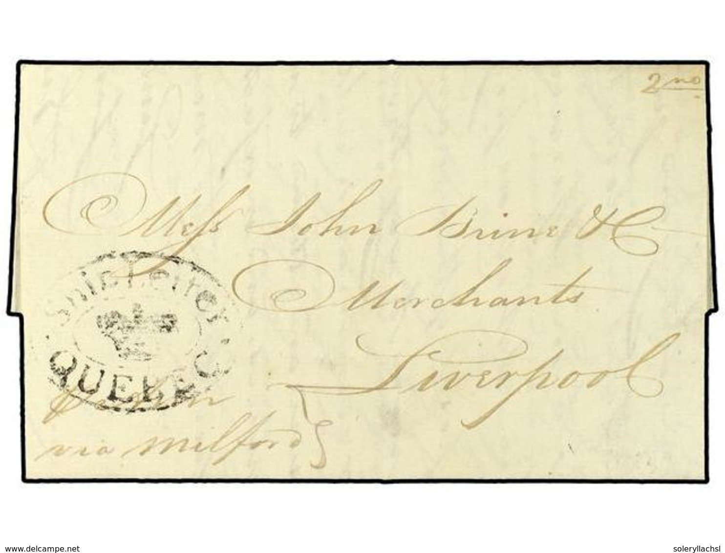 2753 CANADA. 1813. Pre-stamp Envelope To LIVERPOOL Written From QUEBEC And Cancelled By Oval <B>CROWN/SHIP LETTER QUEBEC - Sonstige & Ohne Zuordnung