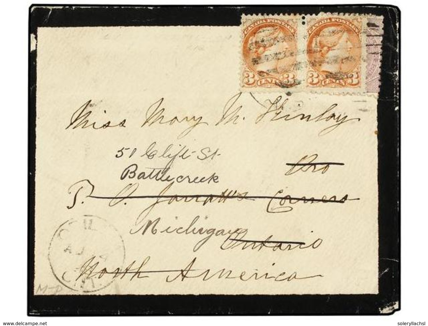 2770 CANADA. 1888 (Aug). Mourning Cover From New South Wales To Ontario, Canada Franked By <B>6d</B> Violet Tied In Blac - Other & Unclassified