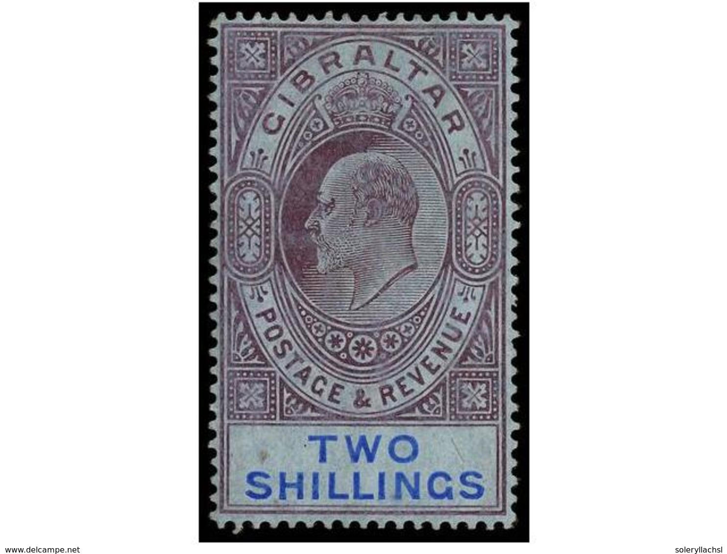 2809 * GIBRALTAR. Sg.72. 1906. <B>2 Sh.</B> Purple And Blue. Light Hinged. Stanley Gibbons.60£. - Sonstige & Ohne Zuordnung