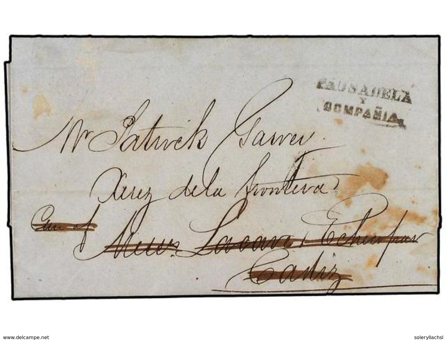 2839 GIBRALTAR. 1857. GIBRALTAR A JEREZ DE LA FRONTERA. Encaminada Hasta Cádiz, Manuscrito 'Care Of Mes. Lacave Y Echeco - Other & Unclassified