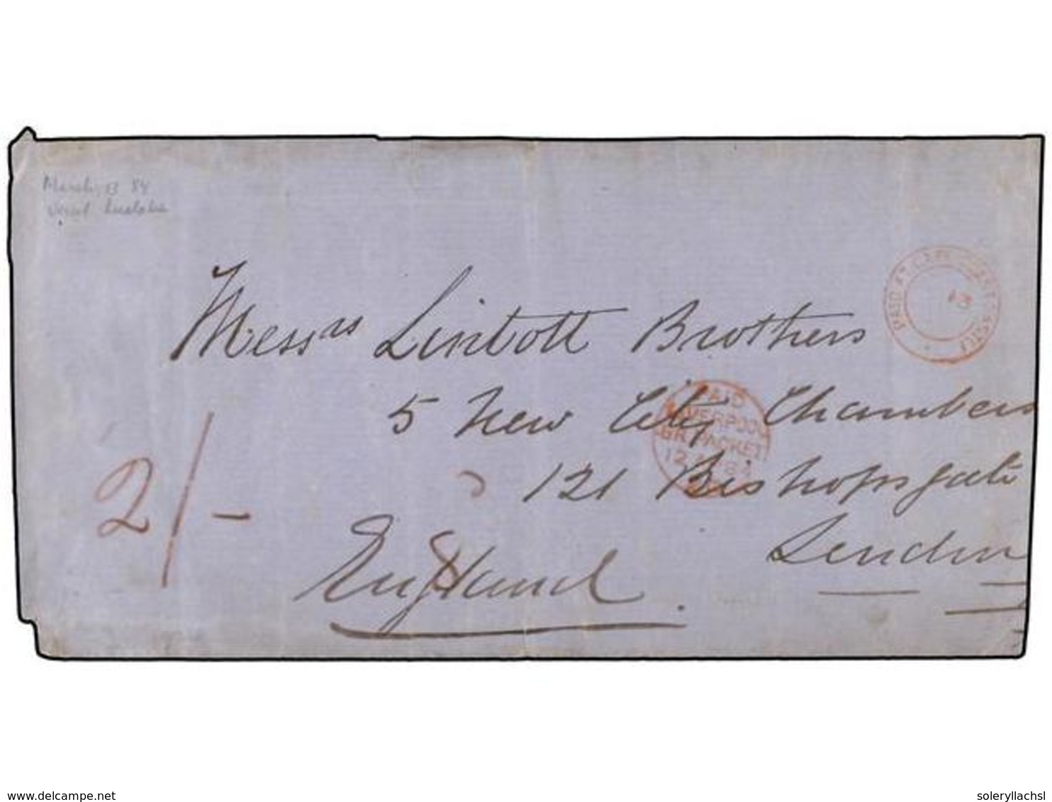 2876 COSTA DE ORO. 1884 (March 13). Large Part Cover To London Carried On The <I>'Lualaba'</I> At <B>4 Ounce</B> Rate, M - Sonstige & Ohne Zuordnung