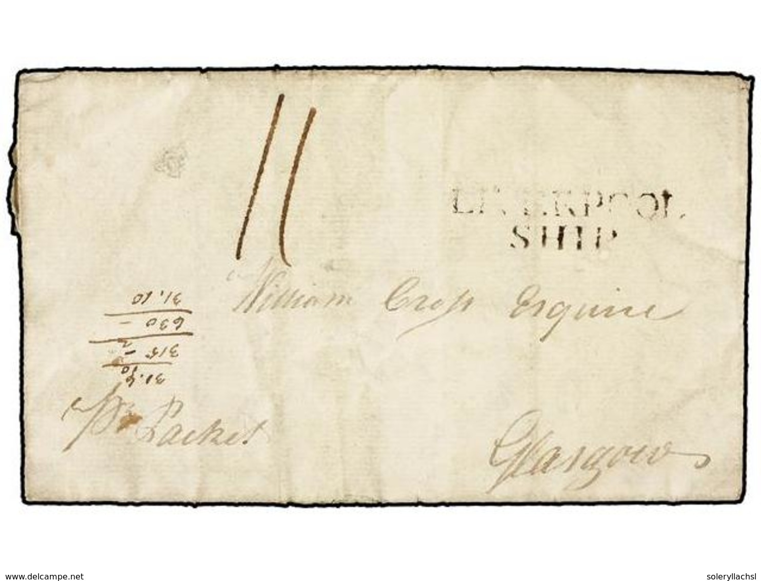 2900 GRENADA: GRENADINAS. 1789. Entire Letter From GRENADA To GLASGOW Endorsed 'pr. Packet' With Reverse Showing Fine Im - Other & Unclassified