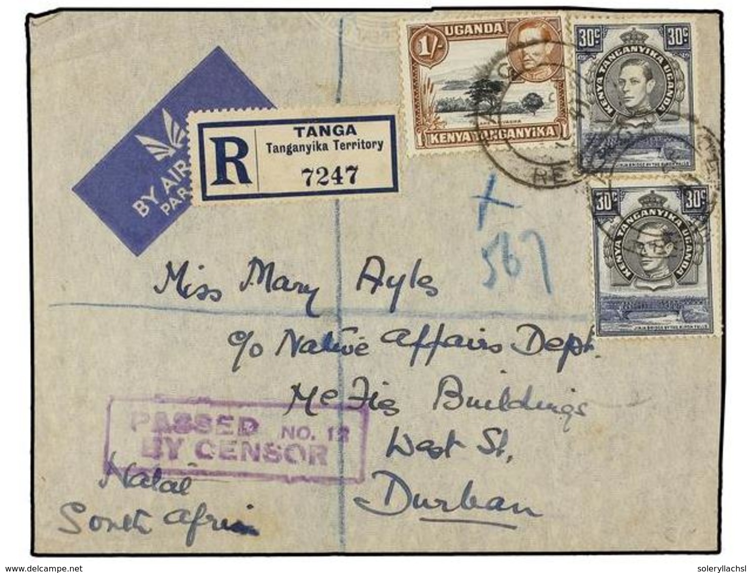 2992 KENIA. 1932-45. Three <B>AIR MAIL</B> Covers To England, South Africa And Berlin. - Sonstige & Ohne Zuordnung