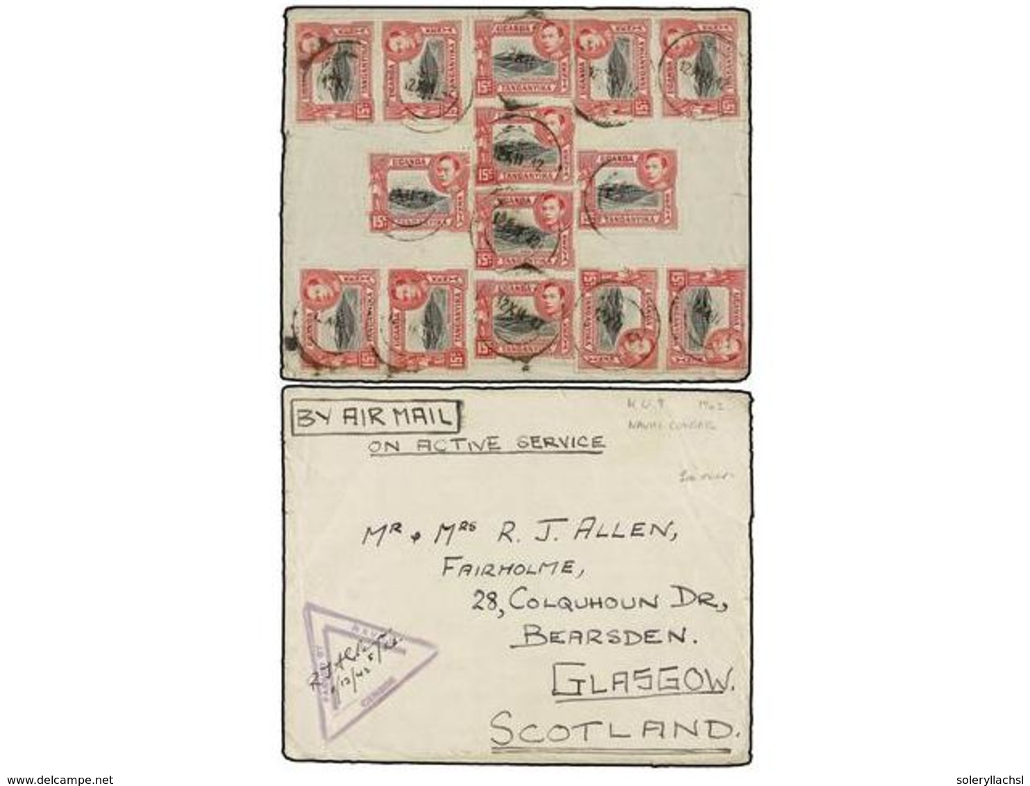 2995 KENIA. 1942. KENYA To SCOTLAND. <B>AIR MAIL</B> Cover Franked With Fourteen <B>15 Cts.</B> Stamps. - Other & Unclassified