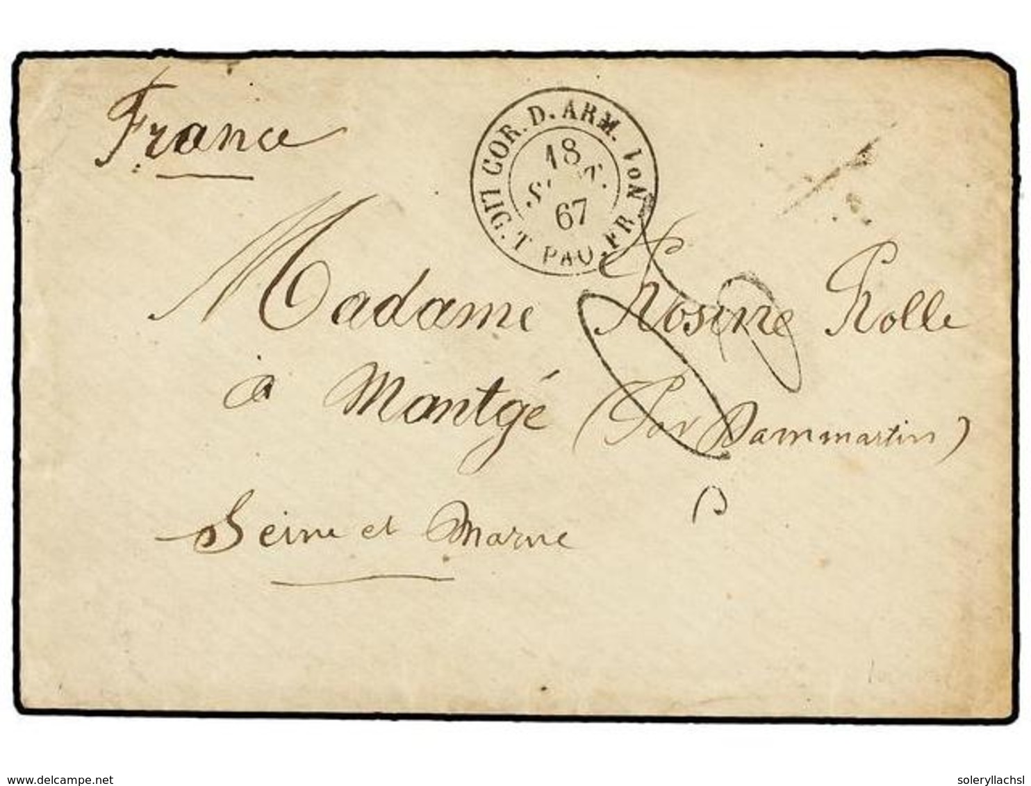 3080 MAURICIO. 1867 (Sept. 18). Cover And Complete Contents Written From PORT LOUIS, MAURICE,  (ANCIENNE FORT DE FRANCE) - Sonstige & Ohne Zuordnung