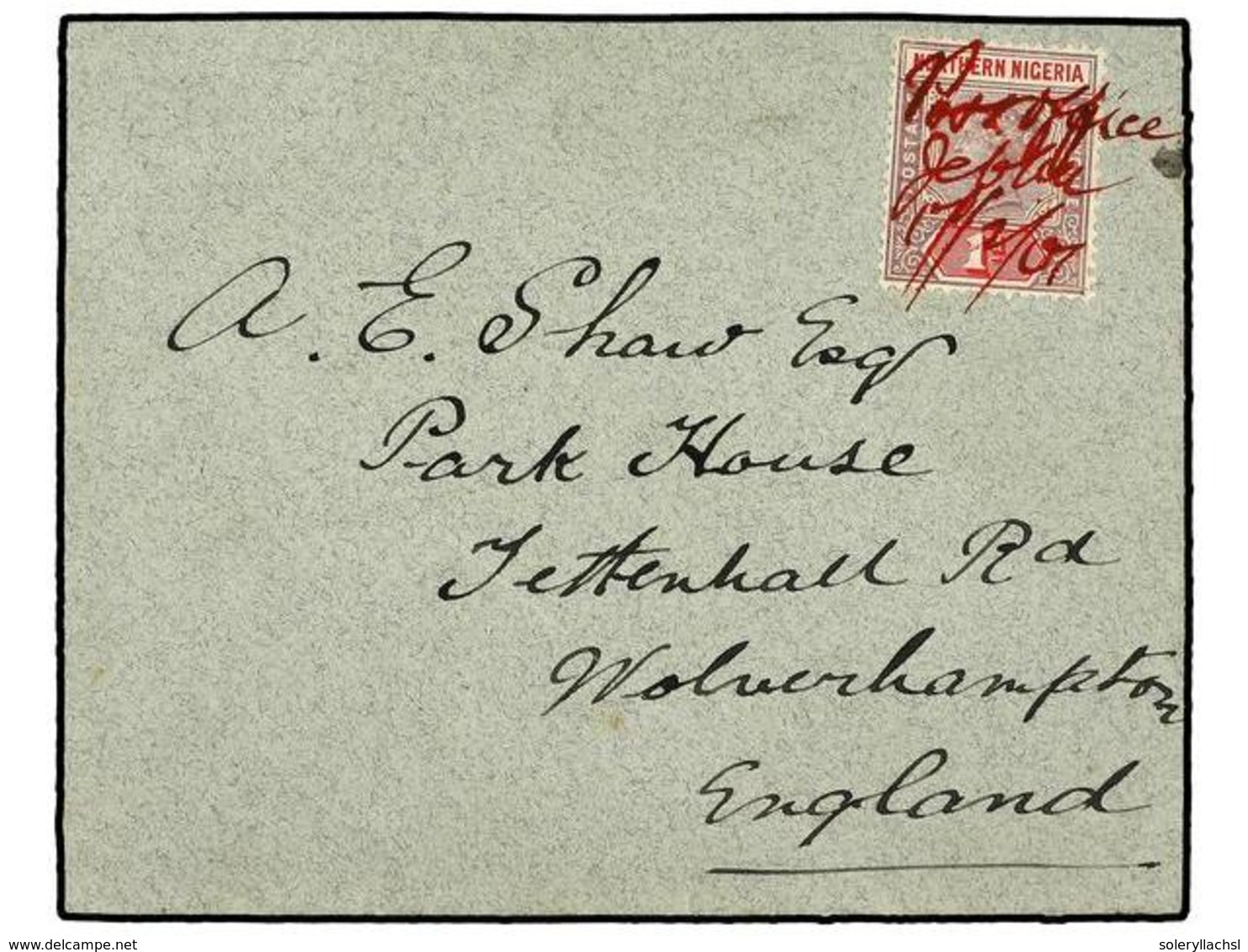 3120 NIGERIA. 1901 (17 Feb.). Envelope To WOLVERHAMPTON, Bearing <B>1 D.</B> Tied By Manuscript 'Post Office, Jebba' In  - Sonstige & Ohne Zuordnung