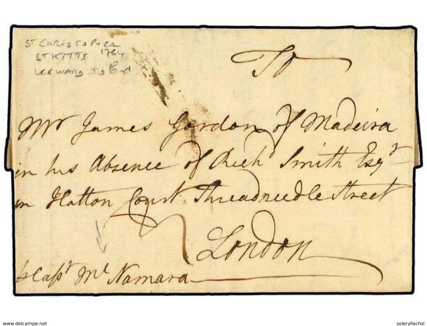 3137 SAN KITTS-NEVIS. 1764(July 26). Entire Letter From St Christopher On The Receipt Of Wine Order And Its Despatch To  - Other & Unclassified