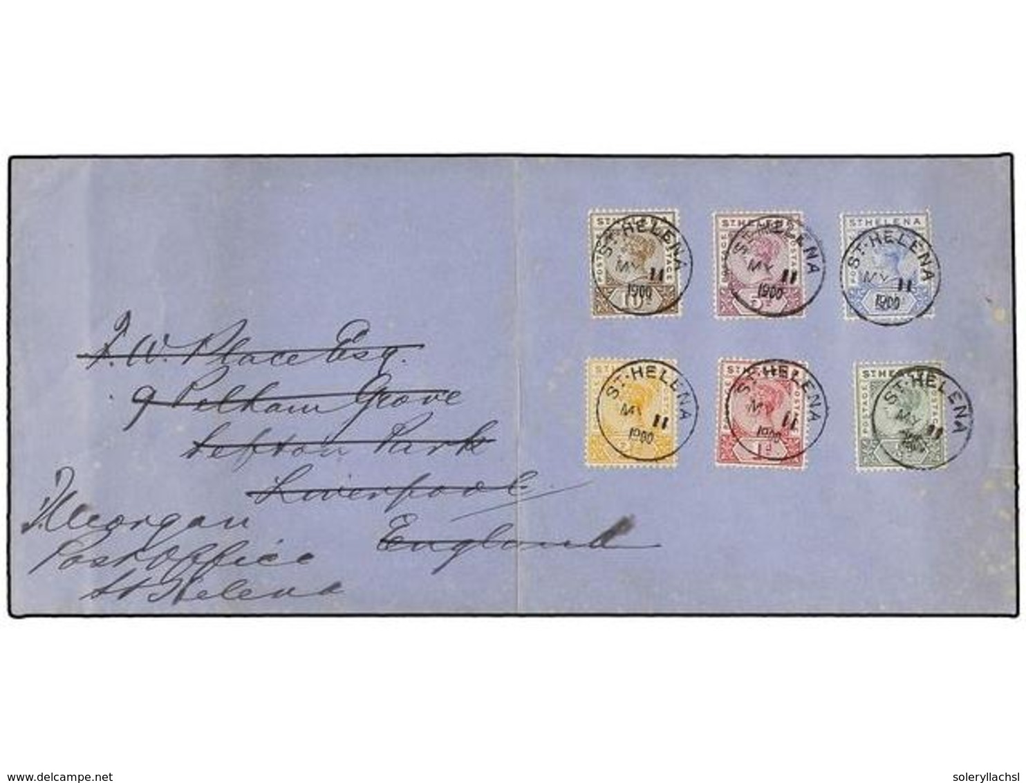 3139 SANTA HELENA. Sg.46/47, 49/52. 1900. SAINT HELENA To LIVERPOOL And Redirected To Post Office In Saint Helena. Fine  - Other & Unclassified