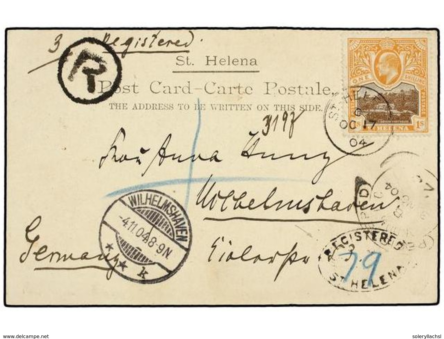 3145 SANTA HELENA. Sc.59. 1904. ST. HELENA To GERMANY. Postcard Franked By <B>1 Sh.</B> Brown And Brown Orange With Oval - Sonstige & Ohne Zuordnung