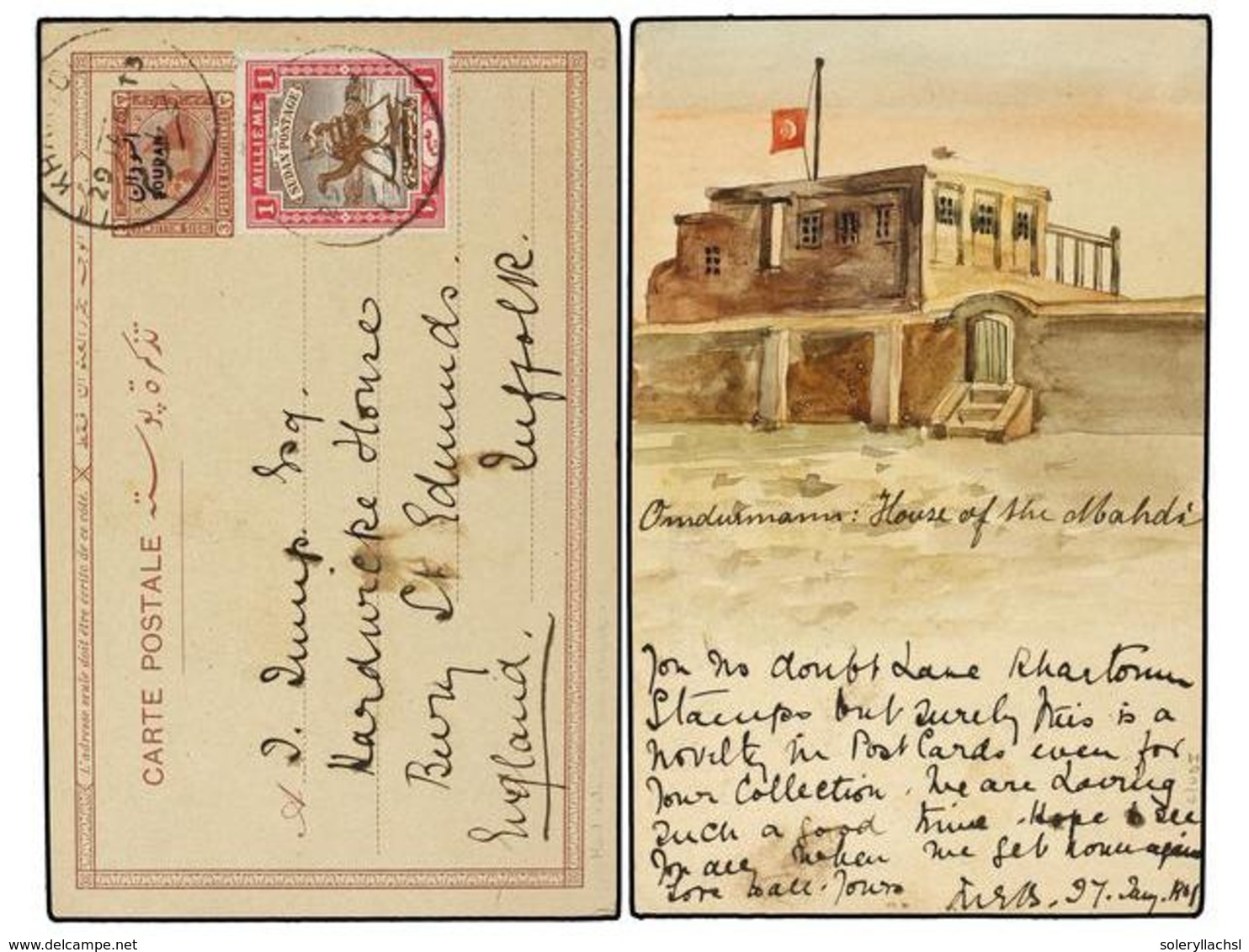 3199 SUDAN. 1913. <B>3 M.</B> Postal Stationery Card, Uprated <B>1 M.</B> Tied By <B>KHARTOUM</B> Cds And Addressed To B - Sonstige & Ohne Zuordnung