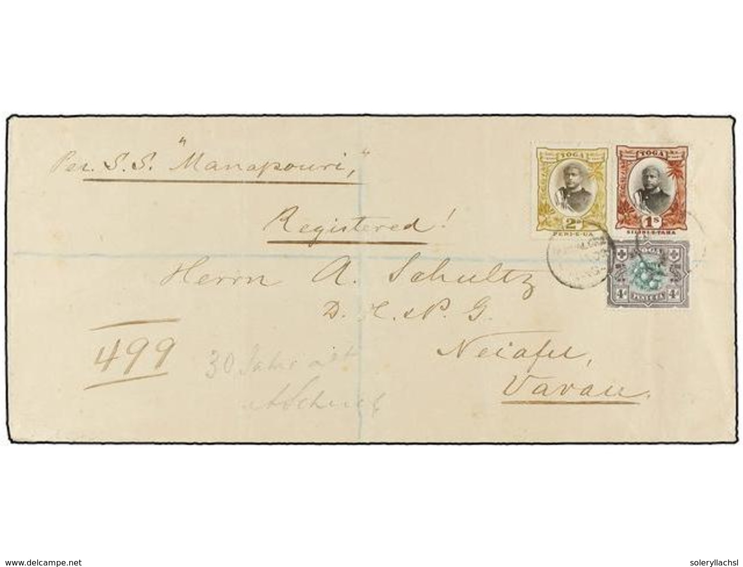 3212 TONGA. Sg.42, 45, 50. 1902. NUKU'ALOFA To VAVAU. <B>2 D.</B>, <B>4 D.</B> And <B>1 Sh.</B> Rare Inter-island Mail,  - Sonstige & Ohne Zuordnung