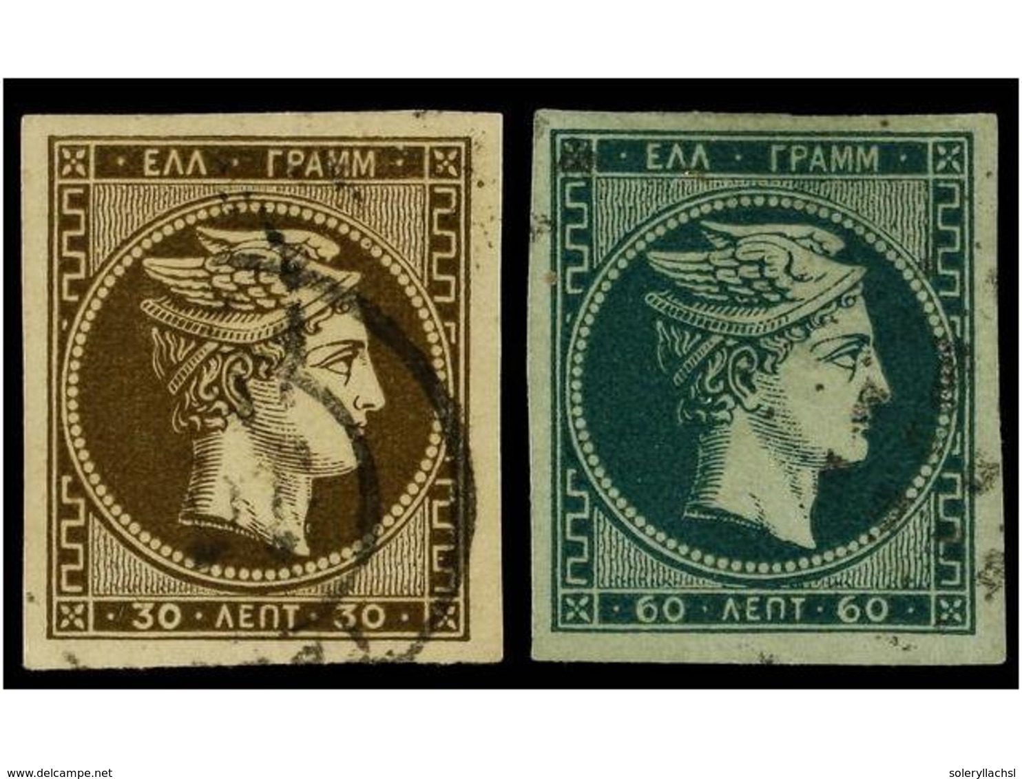 3271 ° GRECIA. Hl.43/44. 1876. <B>30 L.</B> Brown And <B>60 L.</B> Green. <B>Paris Printing</B>. Very Fine. Hellas.185?. - Other & Unclassified