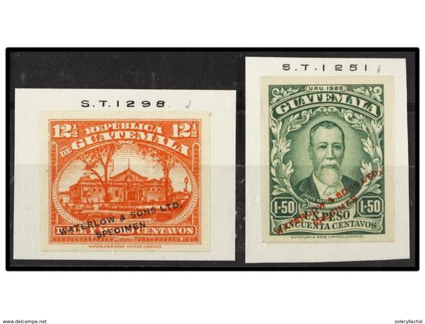 3361 (*) GUATEMALA. Sc.202, 224. 1922-26. <B>ENSAYO DE COLOR. 12 1/2 Ctvo.</B> Y <B>1,50 Pesos COLORES CAMBIADOS</B>. <B - Other & Unclassified