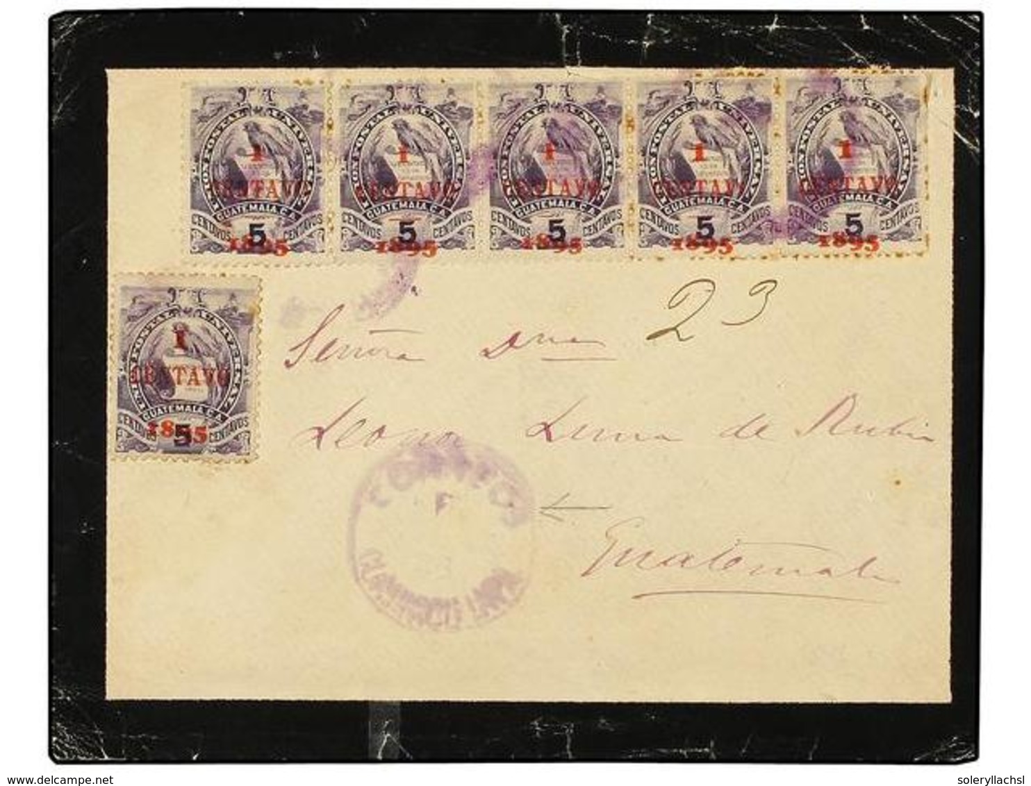 3382 GUATEMALA. Sc.57 (6). 1899. CUAJINIQUILAPE A GUATEMALA. <B>1 Ctvo. S. 5 Cts.</B> Lila (6), Al Dorso Llegada. - Other & Unclassified