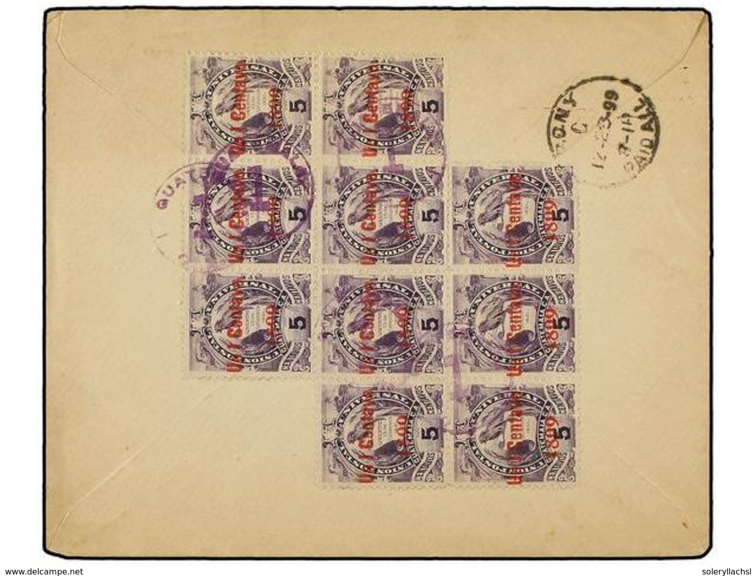 3386 GUATEMALA. Sc.97 (10). 1899. GUATEMALA A NEW YORK. <B>1 Ctvo.</B> Lila <B>s. 5 Ctvos.</B> (10). Franqueo Y Llegada  - Other & Unclassified