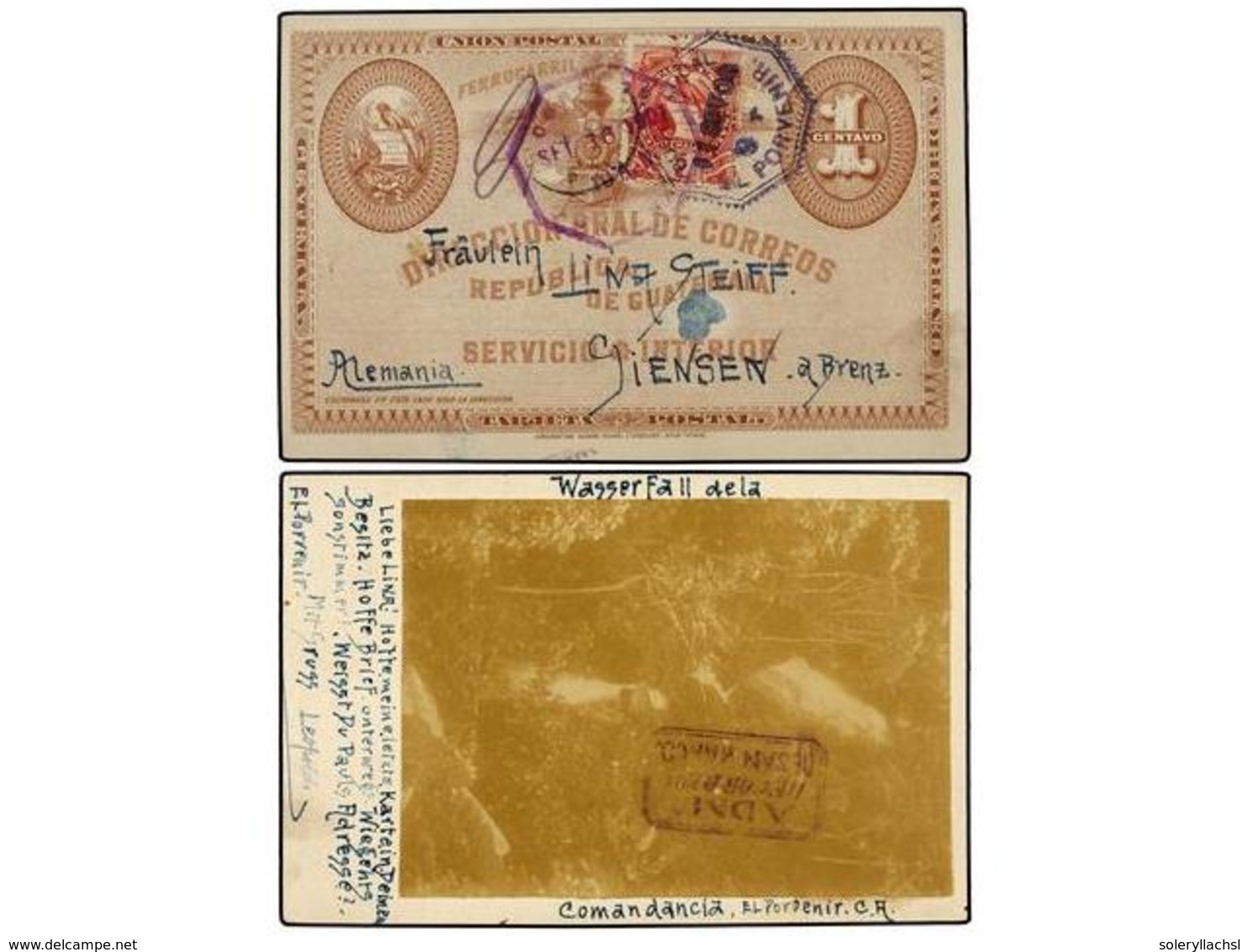 3398 GUATEMALA. 1901. PORVENIR A ALEMANIA. Entero Postal De <B>1 Ctvo.</B> Con Franqueo Adicional De <B>2 Ctvos.</B> Roj - Other & Unclassified