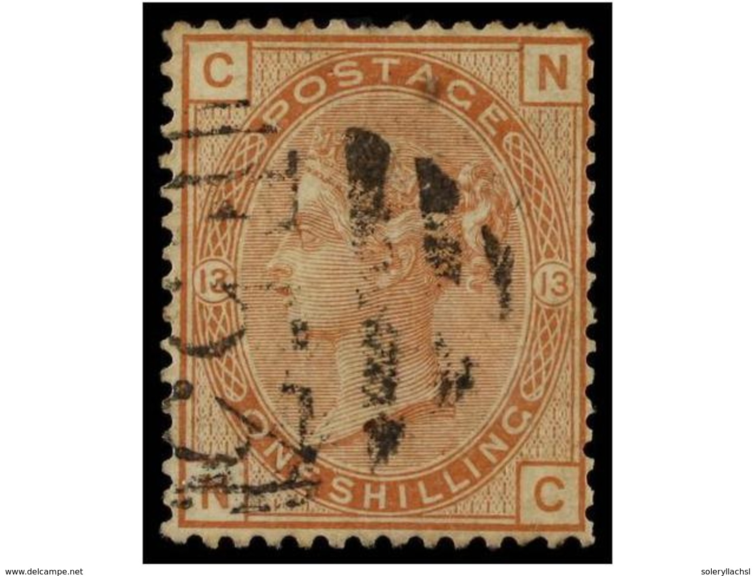 3407 ° HAITI. 1880. <B>1 Sh</B>. Castaño Naranja, Pl. 13. Mat.<B> E-53 </B>de <B>B.P.O. De PORT AU PRINCE</B>. (SG Z52 3 - Other & Unclassified