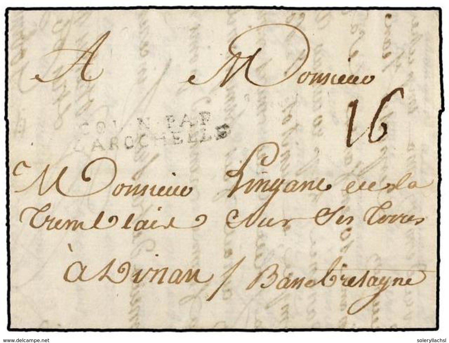 3415 HAITI. 1785 (10-Julio). LES CAYES A DINAN (Francia). Marca De Entrada <B>COL. N. PAR/LA ROCHELLE</B> (Salles  Nº16) - Other & Unclassified