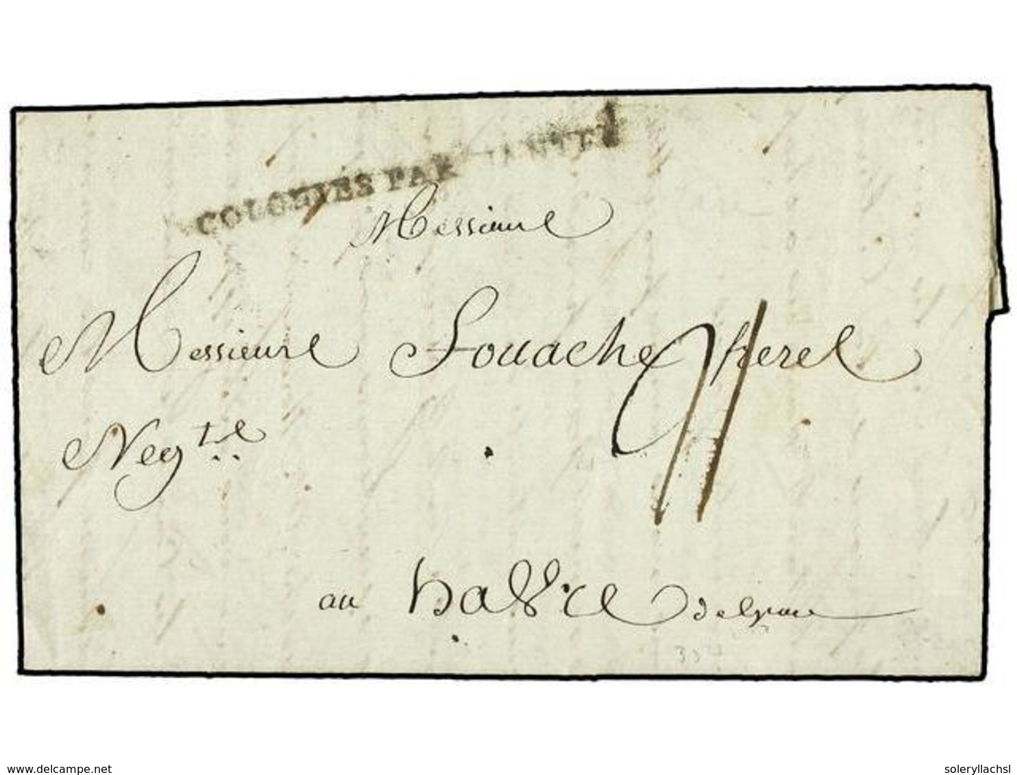 3416 HAITI. 1786 (Sept 14). Entire Letter From CAYES To LE HAVRE (France) Struck On Entry With Straight Line <B>COLONIES - Other & Unclassified