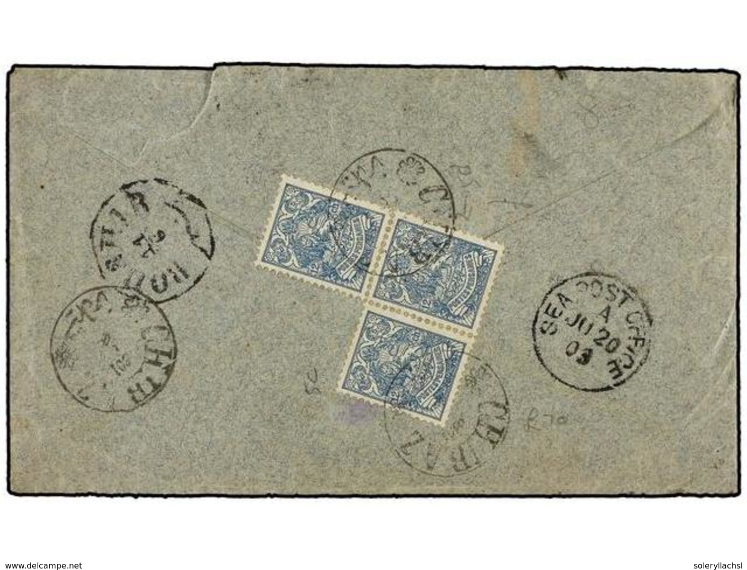 3498 IRAN. 1903. CHIBAZ To LONDON. <B>12 Ch.</B> Blue Registered, Arrival On Front. - Andere & Zonder Classificatie