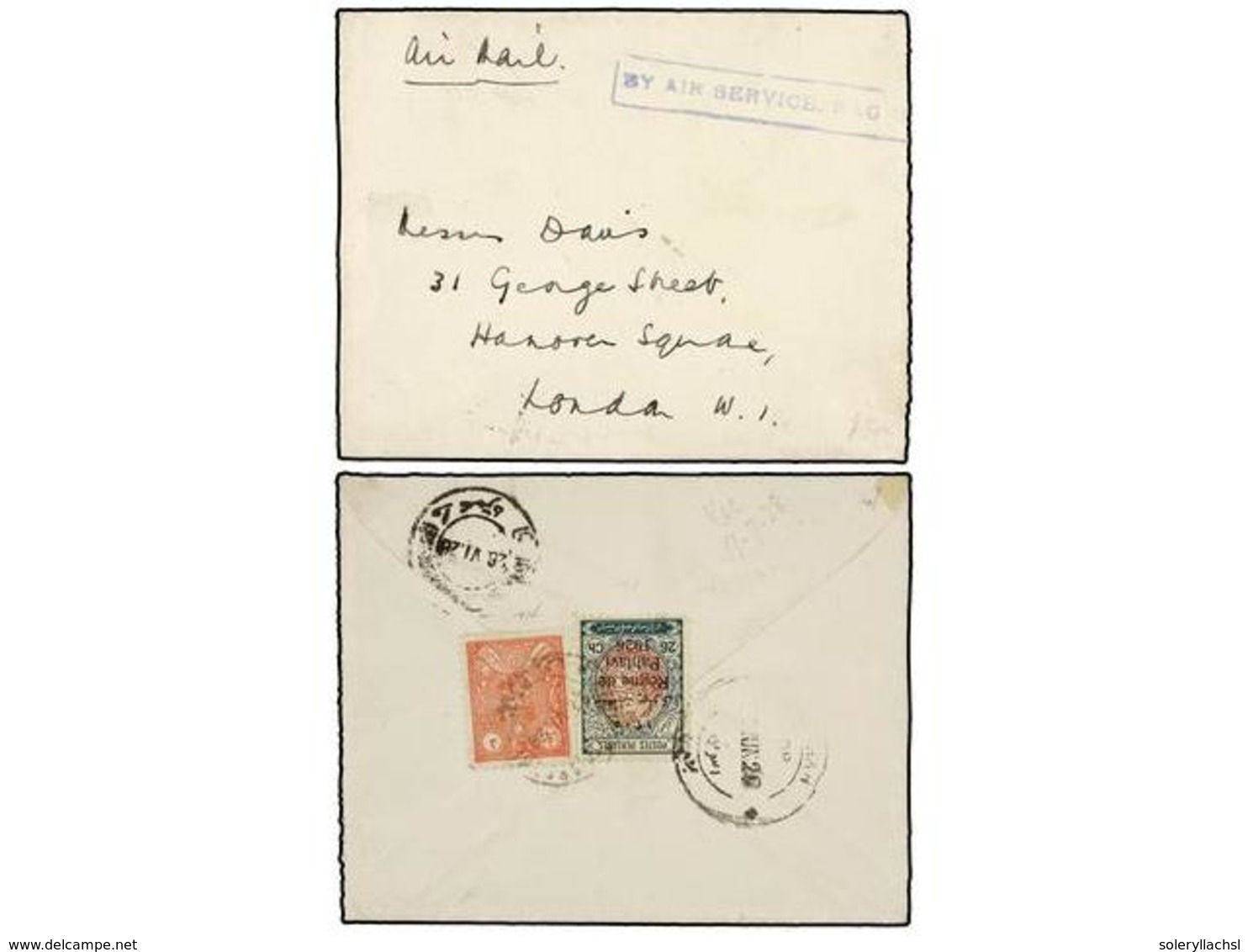 3523 IRAN. Mi.526, 537. 1928 (26-VI). ISLAMABAD To LONDRES. <B>AIR MAIL. 6 Ch. </B>and <B>26 Ch.</B> On Front Lineal Mar - Other & Unclassified