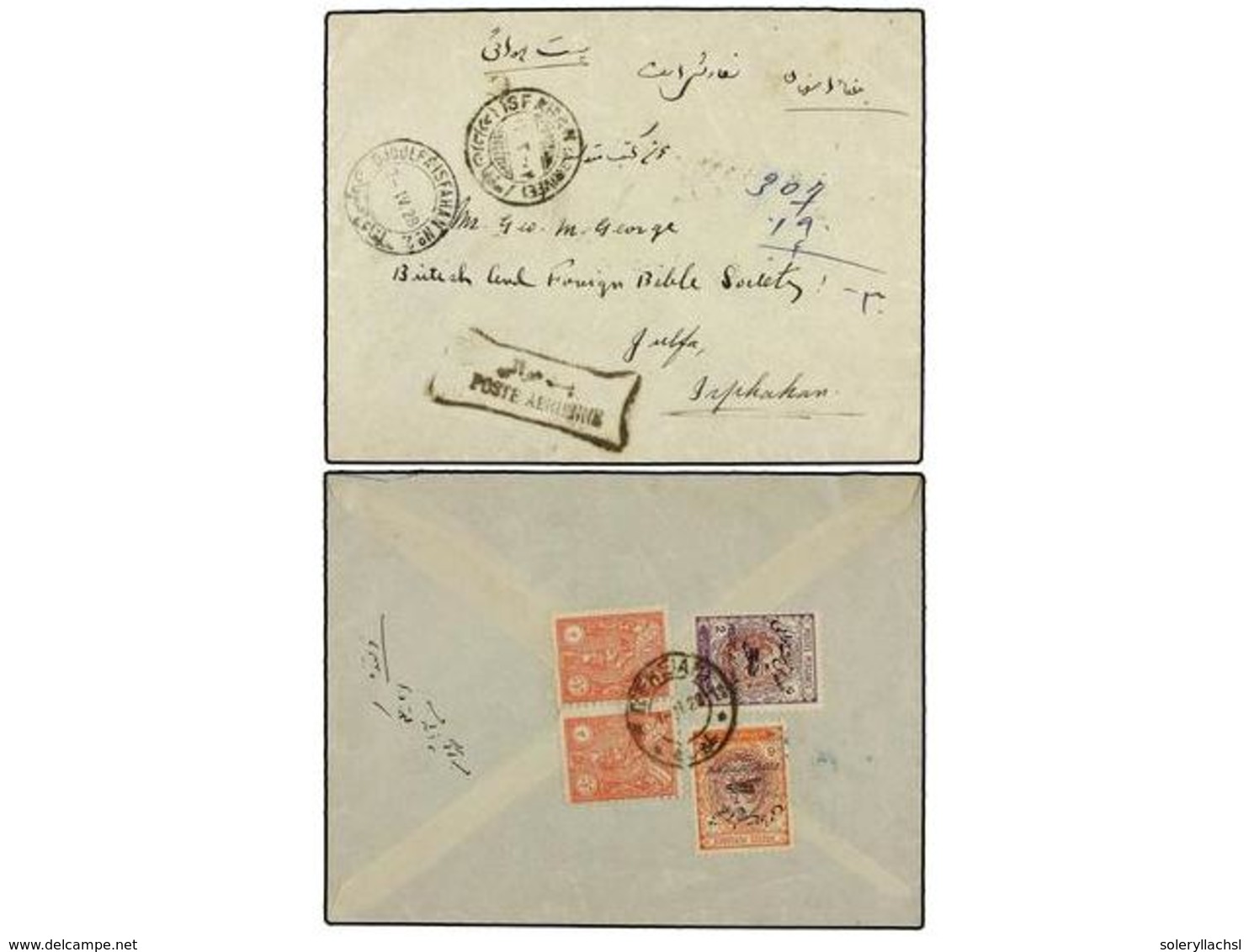 3524 IRAN. Mi.538 (2), 545, 547. 1928 (1-IV). TEHERAN To ISPHAHAN. <B>AIR MAIL</B> Cover. - Other & Unclassified