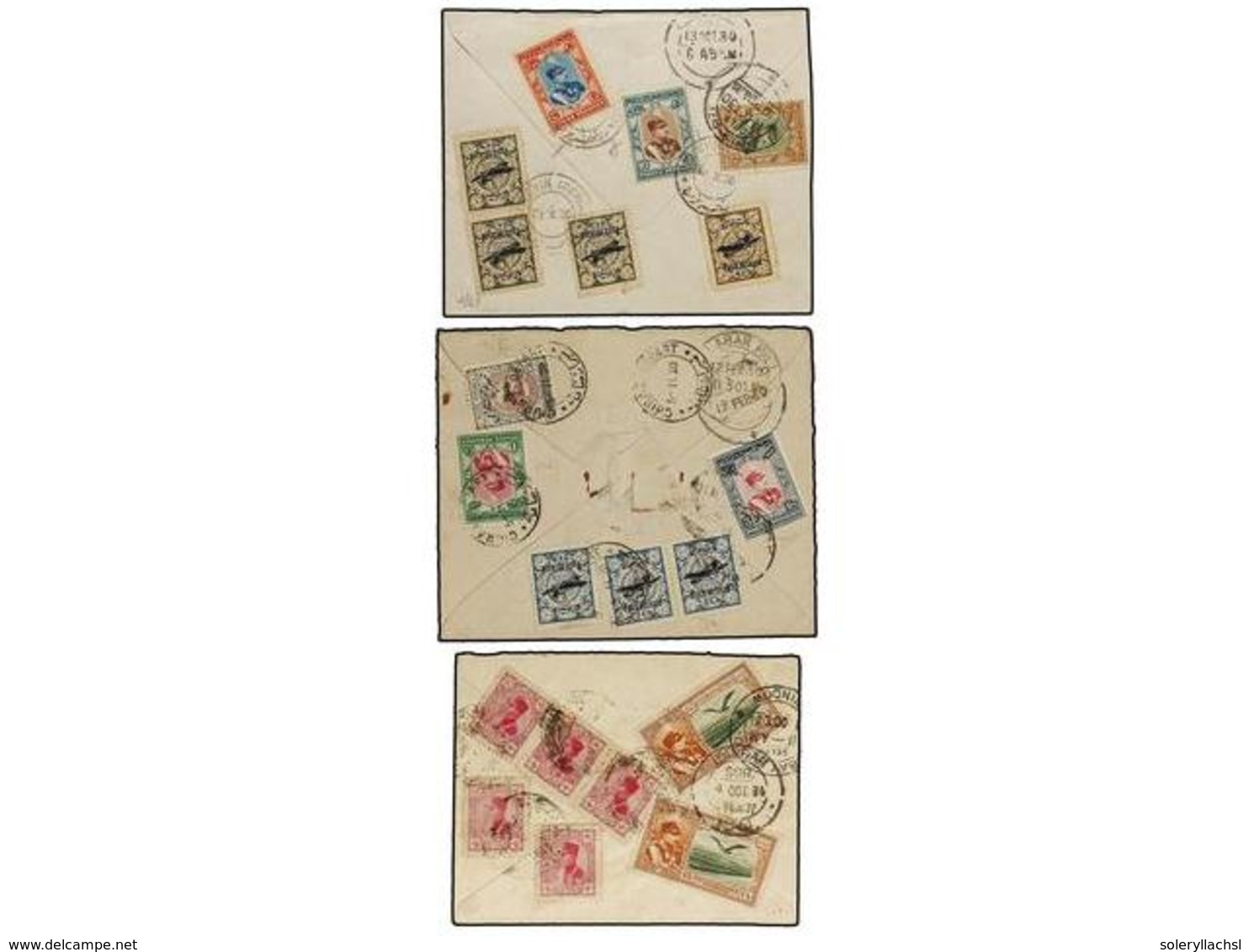 3538 IRAN. 1929-32. <B>AIR MAIL. </B>Group Of 5 Covers To INDIA With Diverse And Colourfull Franking. - Other & Unclassified