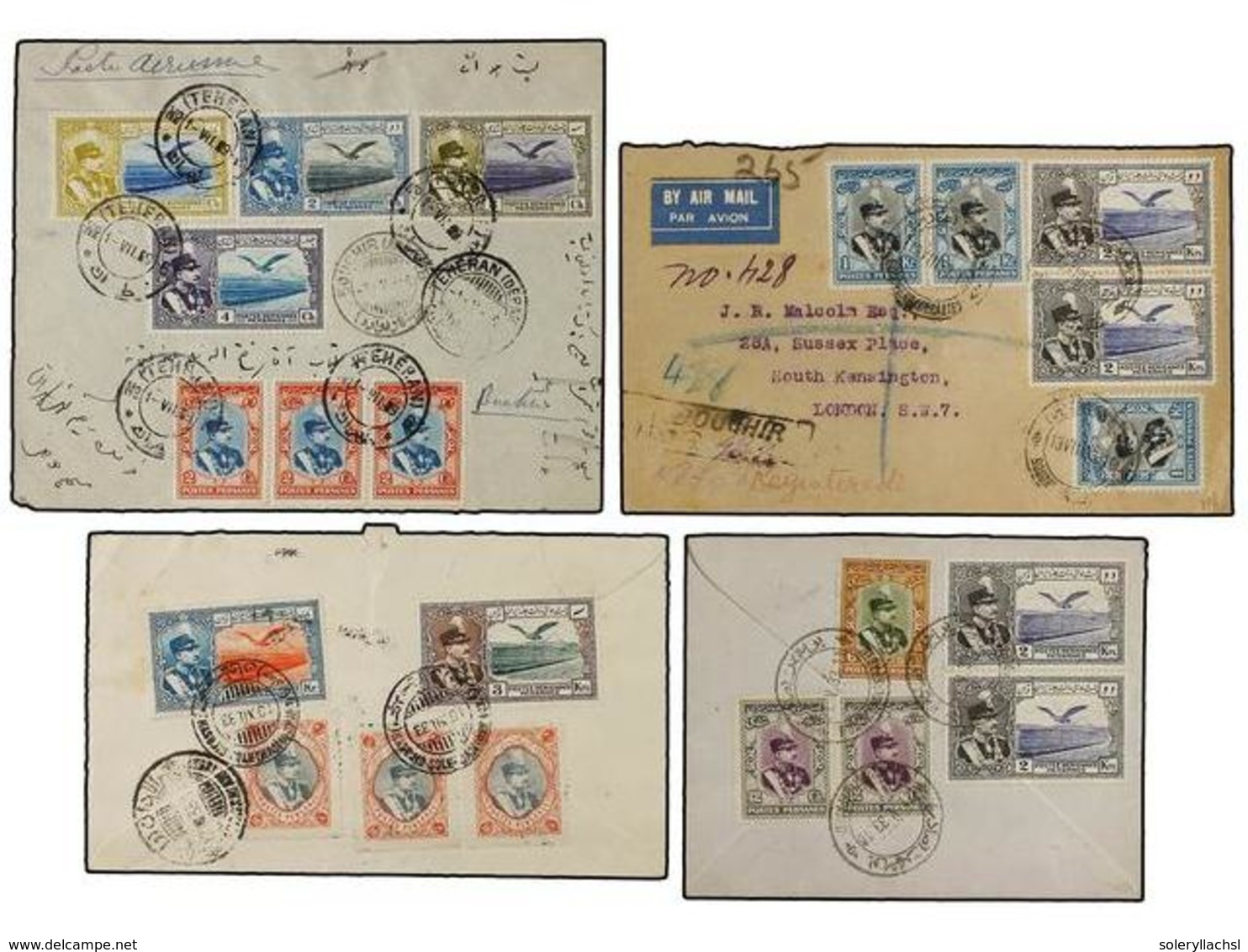 3539 IRAN. 1929-33. <B>AIR MAIL</B>. Lot Of 4 Covers Colourfull Frankings. - Other & Unclassified