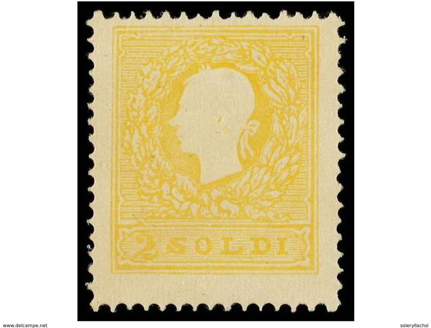 3564 (*) ITALIA ANTIGUOS ESTADOS: LOMBARDO-VENECIA. Sa.28. 1858. <B>2 Soldi</B> Amarillo, Sin Goma. MUY BONITO. Sassone. - Other & Unclassified