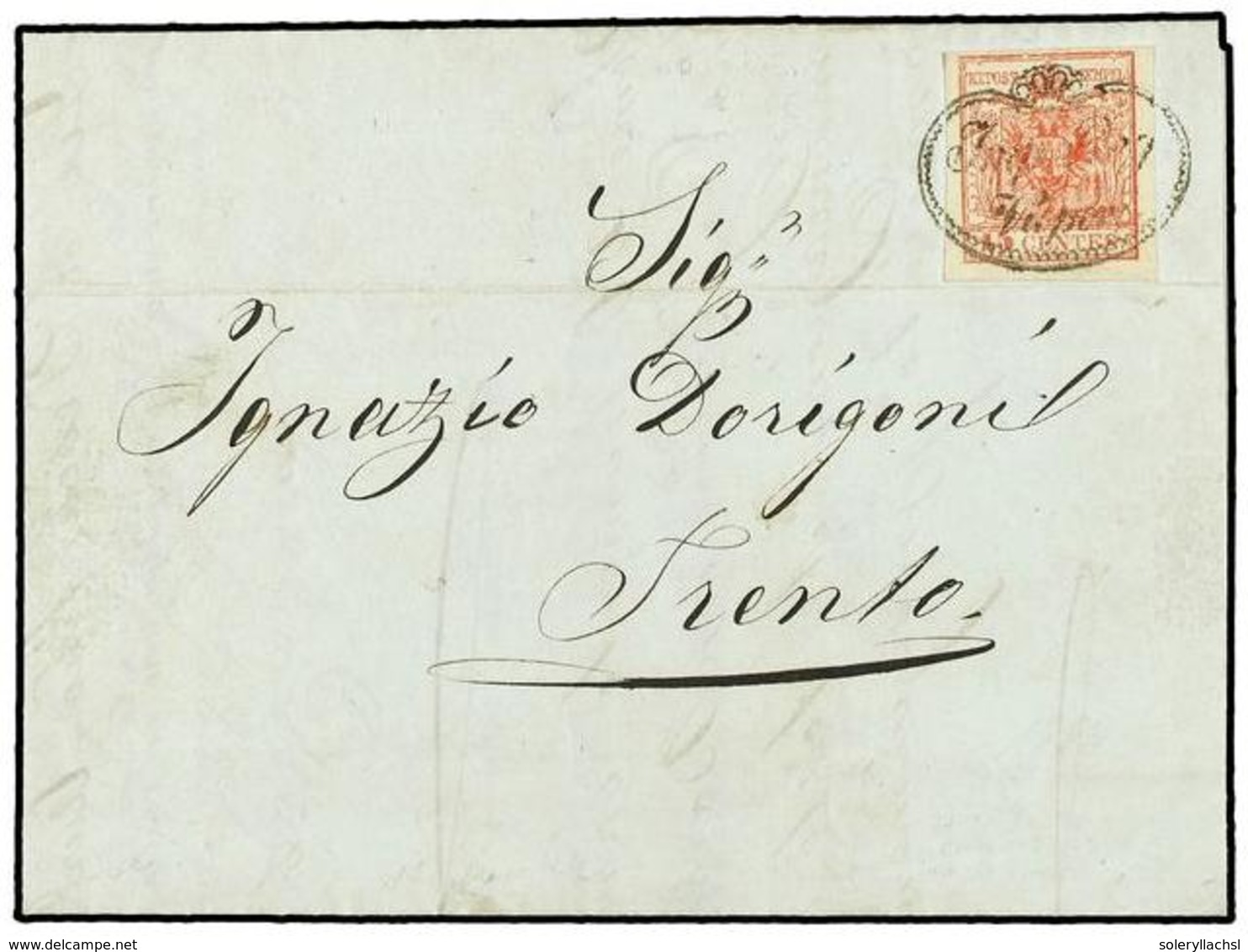 3567 ITALIA ANTIGUOS ESTADOS: LOMBARDO-VENECIA. 1854 (Nov 11). Entire Letter From PESCHIERA To TRENTO Franked By 1850-54 - Sonstige & Ohne Zuordnung