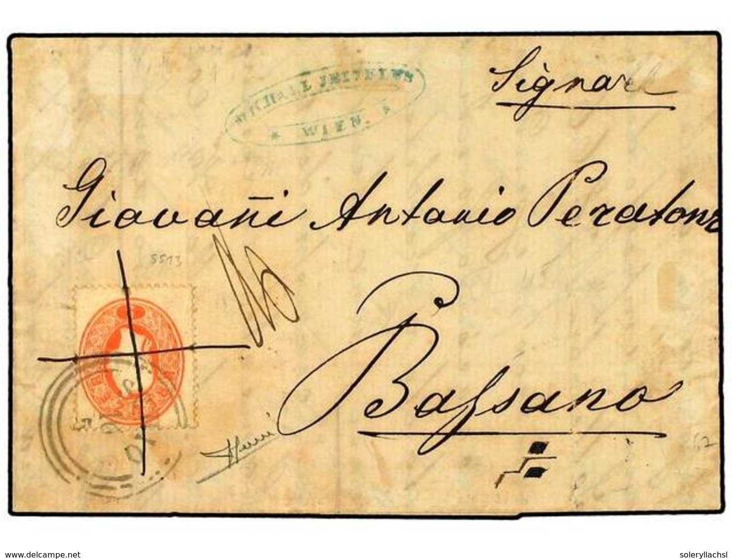 3575 ITALIA ANTIGUOS ESTADOS: LOMBARDO-VENECIA. 1863. VIENA A BASSANO. Circulada Privadamente Y Depositada Al Correo En  - Sonstige & Ohne Zuordnung