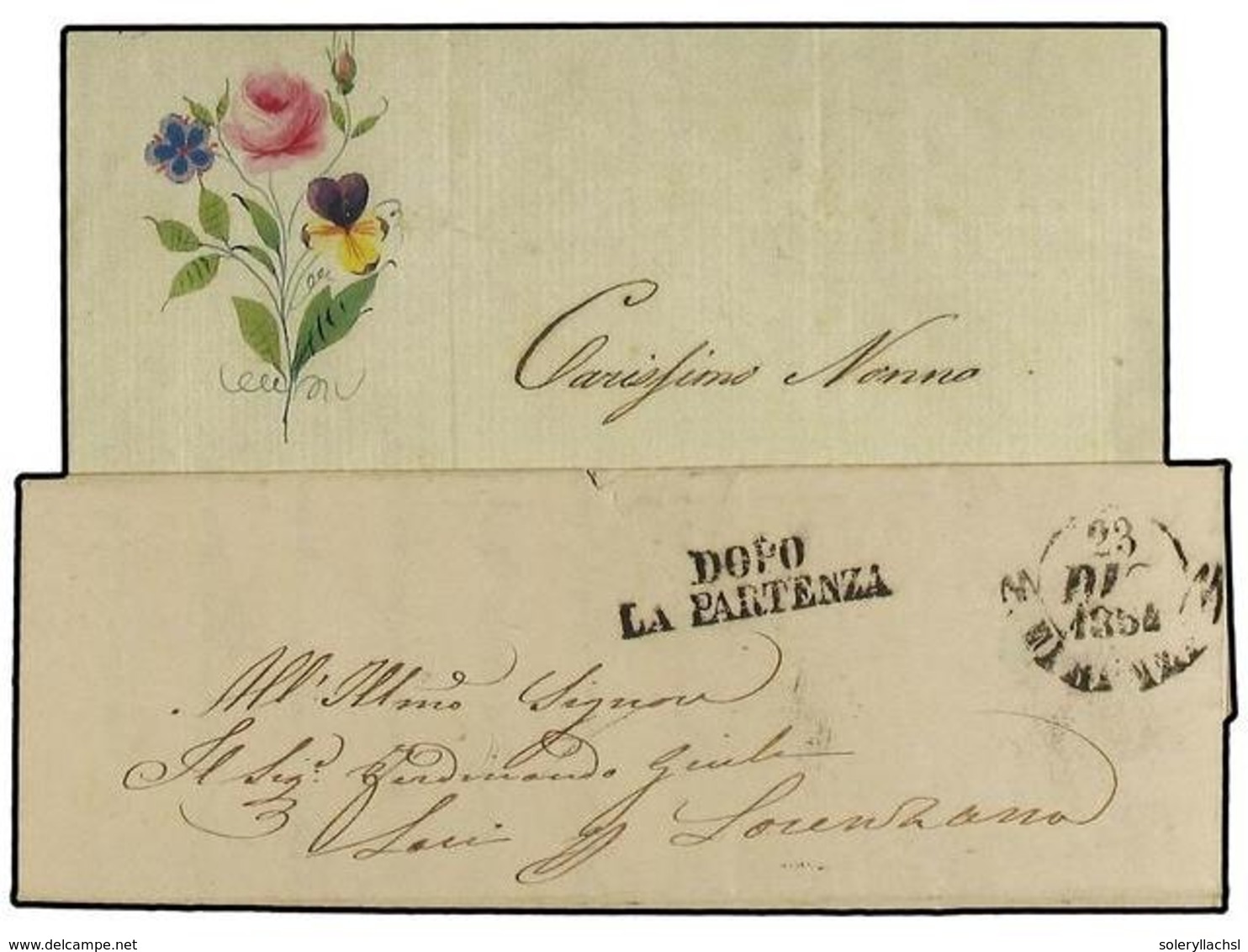 3619 ITALIA ANTIGUOS ESTADOS: TOSCANA. 1854. FIRENZE A SARI. Sobrescrito Con Una Preciosa Ilustración Impresa En El Inte - Other & Unclassified