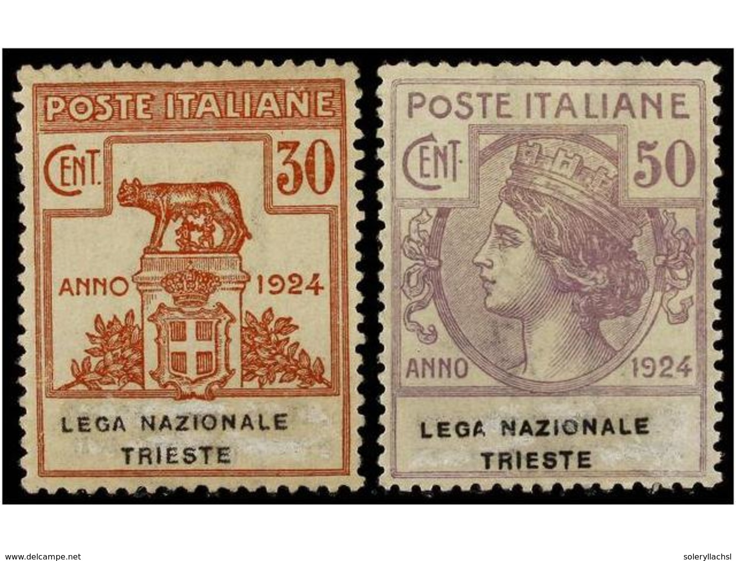 3628 * ITALIA. Sa.FR 44/45. 1924. <B>FRANQUICIAS. LEGA NAZIONALE TRIESTE.</B> <B>30 Cts.</B> Y <B>50 Cts.</B> Sassone.1. - Sonstige & Ohne Zuordnung