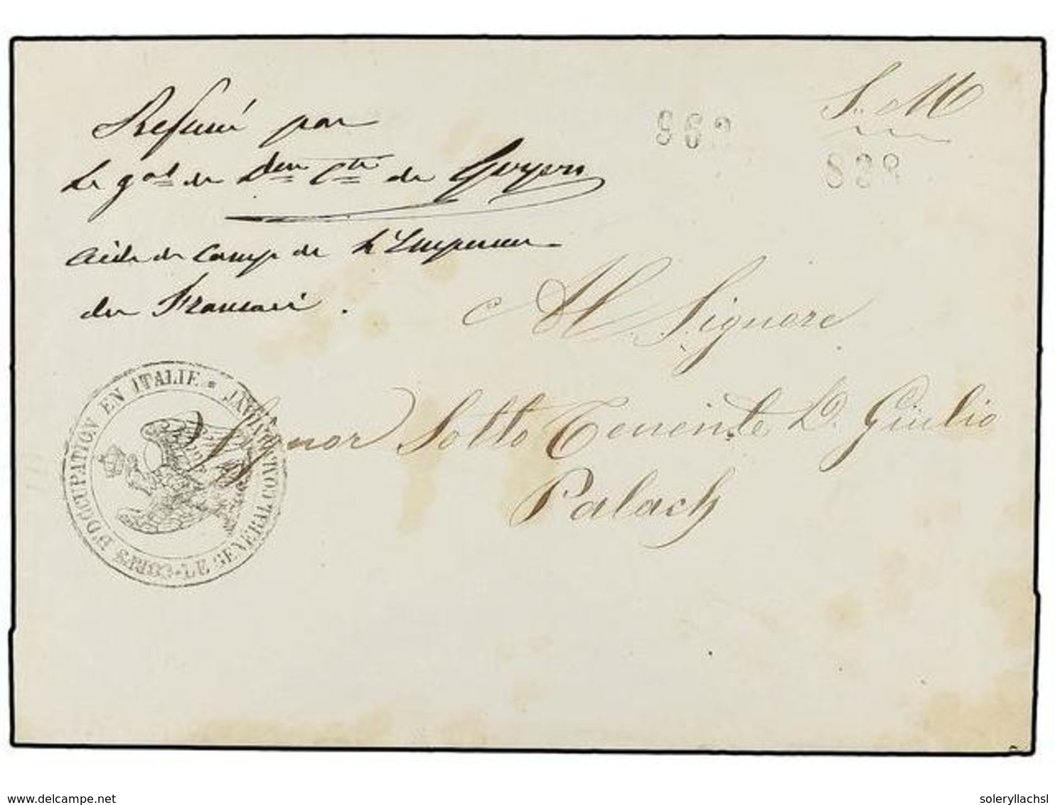 3648 ITALIA. (1813 CA.). <B>FRENCH OCCUPATION. </B>Undated Cover Probably Circa 1813, Addressed With 'S.M.' (Service Mil - Other & Unclassified