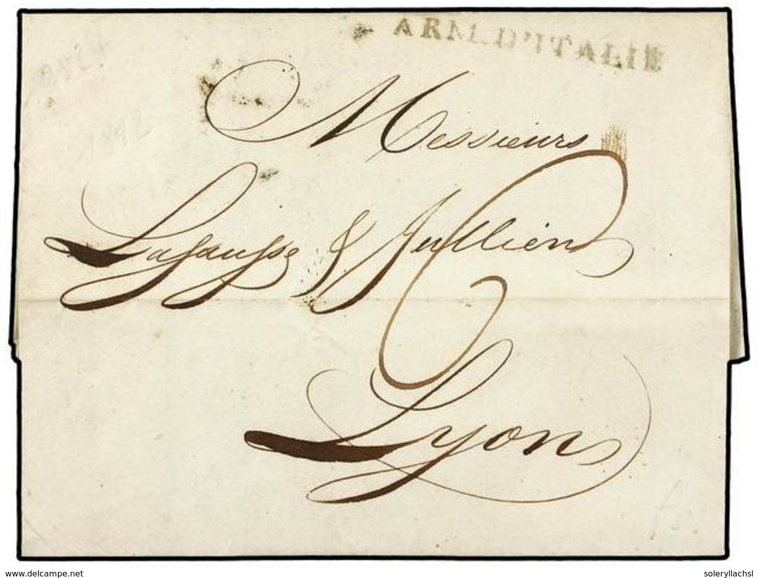 3650 ITALIA. 1812 (9 Septiembre). <B>OCUPACIÓN FRANCESA.</B> MILAN A LYON. Marca <B>ARM. D'ITALIE. </B> - Sonstige & Ohne Zuordnung