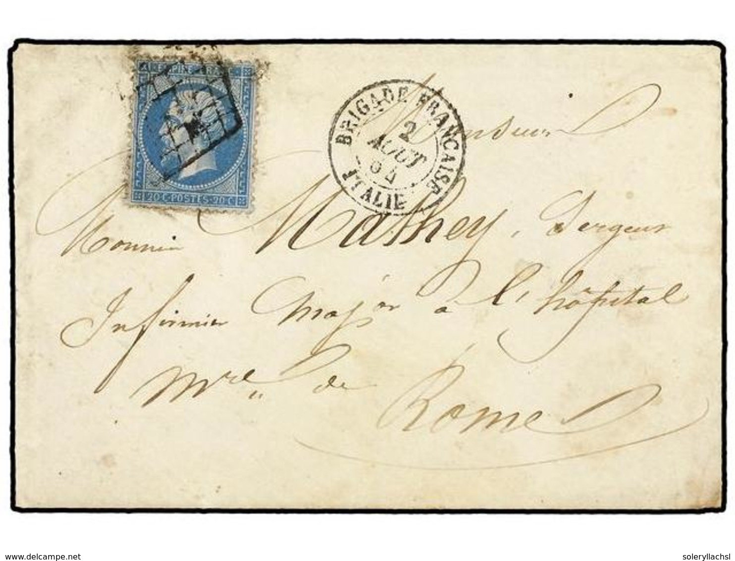 3660 ITALIA. 1864 (Aug 2). <B>FRENCH OCCUPATION. </B>Envelope And Contents Written From CIVITA-VECCHIA To A Major At The - Sonstige & Ohne Zuordnung