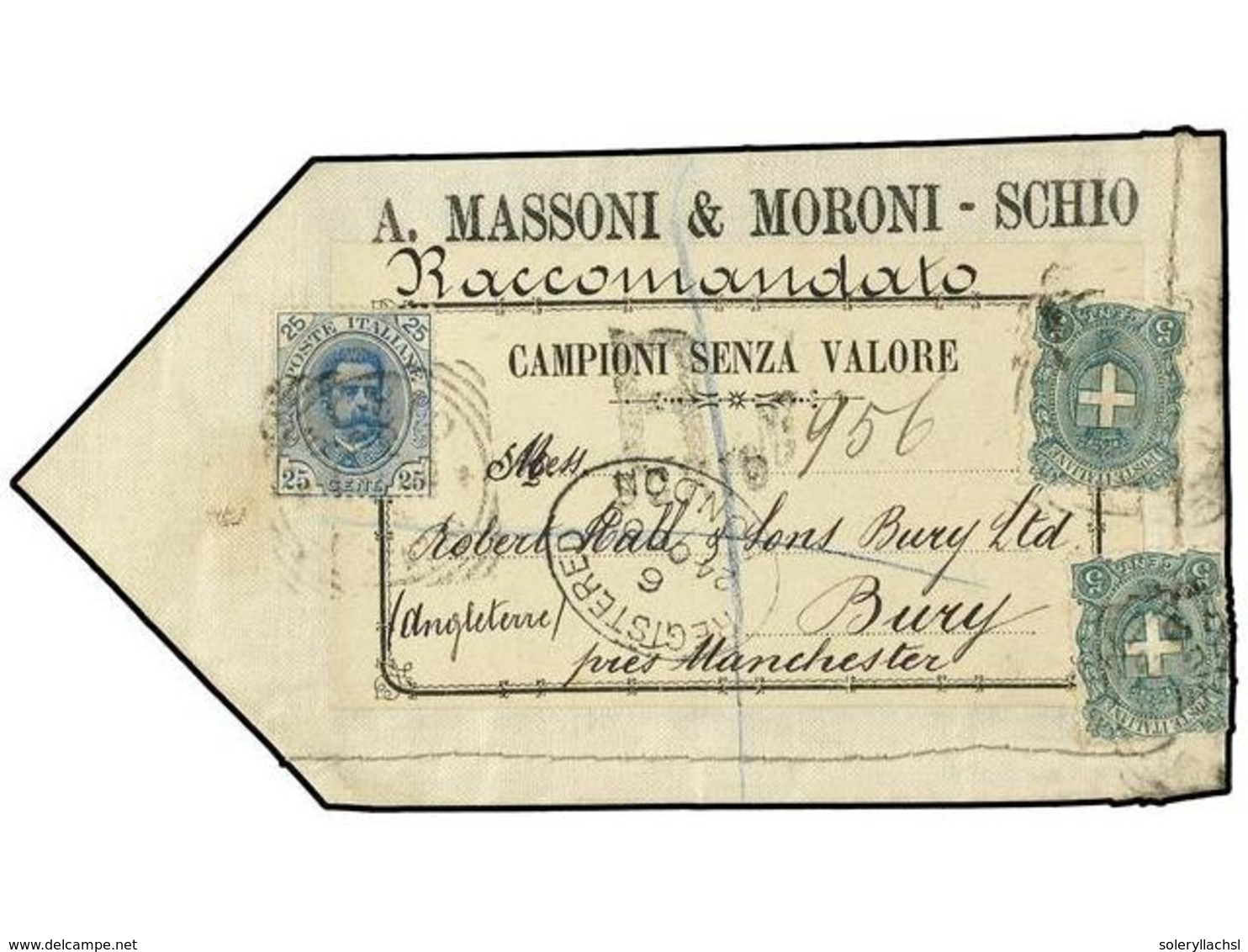 3673 ITALIA. 1900(Oct 24). Sample Mail Cloth Envelope With Printed 'Campioni Senza Valore' At Top, Sent Registered To Bu - Other & Unclassified