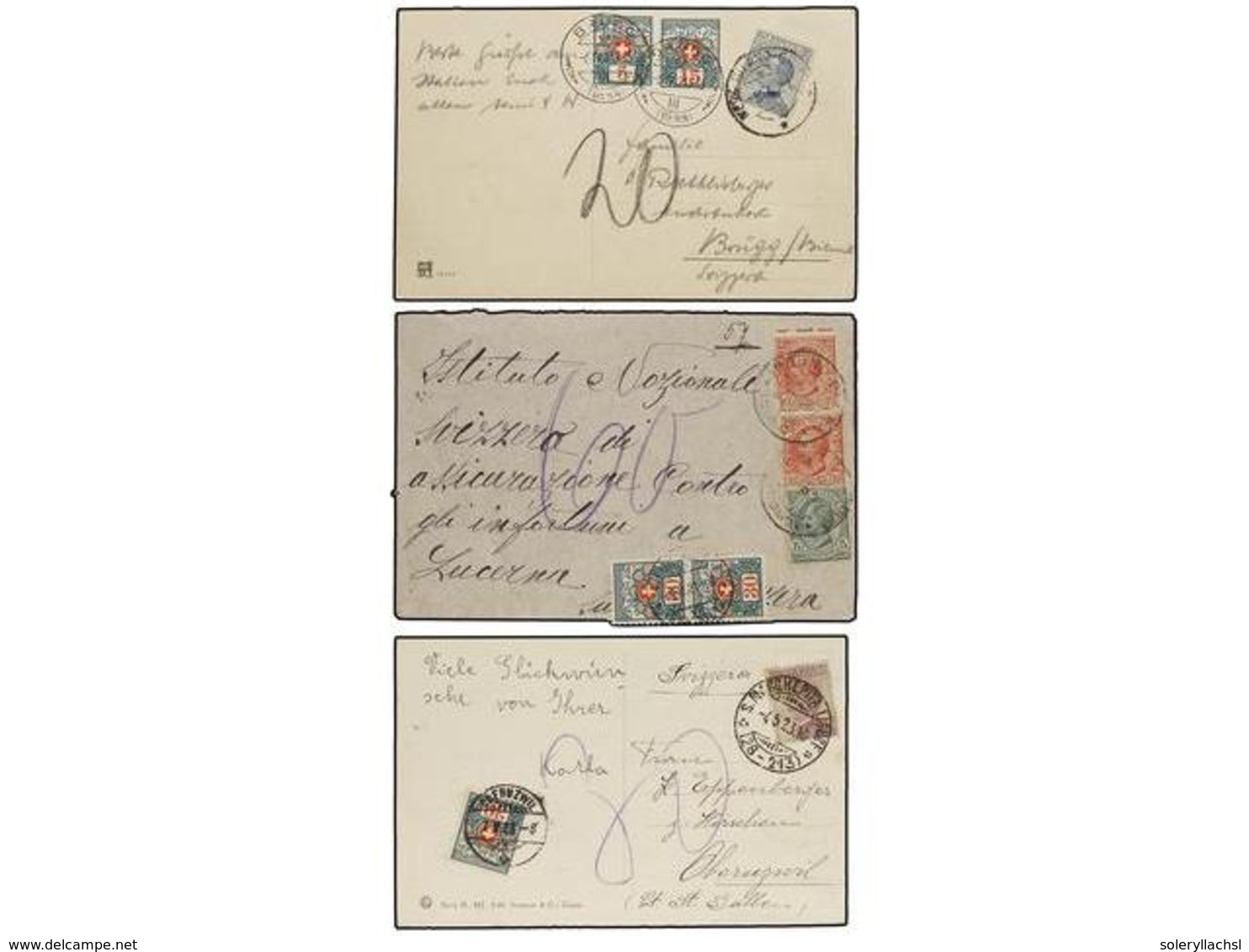 3677 ITALIA. 1921-23. 6 Covers And Cards With Swiss Postage Due Stamps. - Other & Unclassified