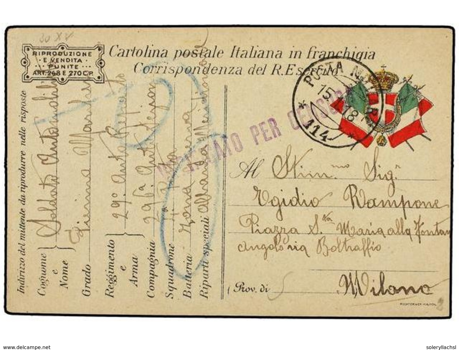 3697 ALBANIA. 1918. DOS Tarjetas Postales De Franquicia Militar Enviadas Desde ZONA DI GUERRA ALBANIA MERIDIONALE A ITAL - Sonstige & Ohne Zuordnung