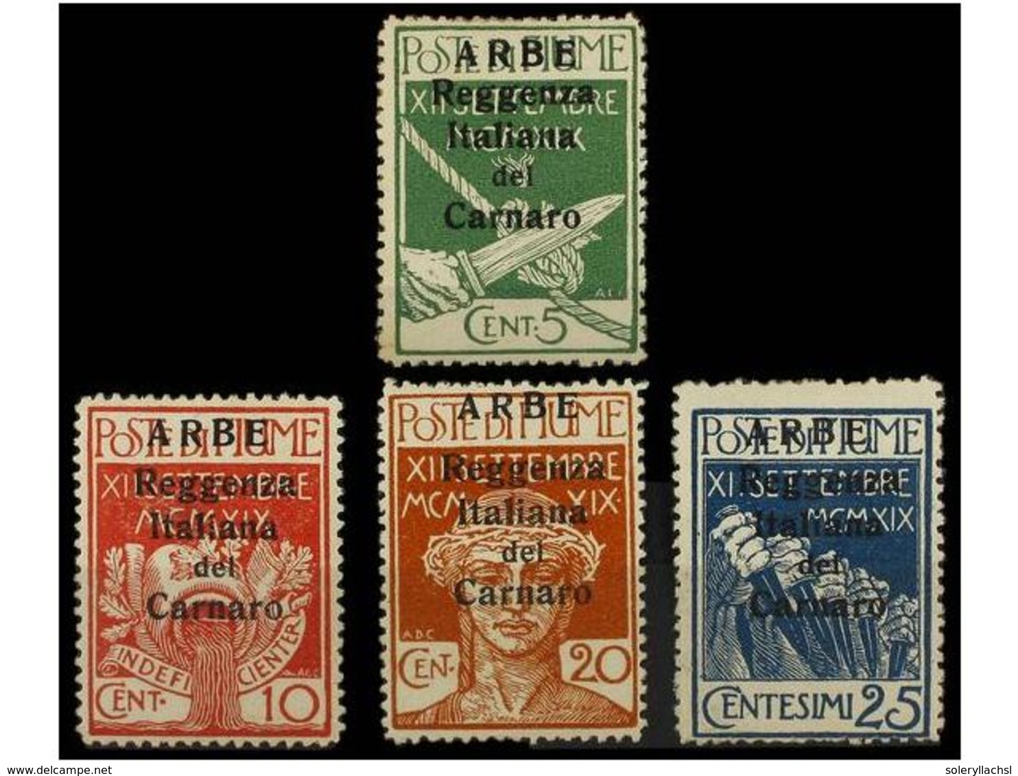 3700 * ITALIA: ARBE Y VEGLIA. Sa.1/4. 1920. SERIE COMPLETA, Sello De 10 Cts. Ligero Adelgazamiento. Cat. 1.600,-. - Sonstige & Ohne Zuordnung