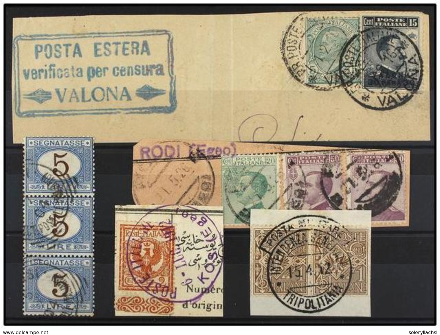 3715 °/ ITALIA: EGEO (Colonia Italiana). 1904-26. Conjunto De Sellos Italianos De Correo Y Tasas Con Mat. <B>VALONA, KOS - Other & Unclassified