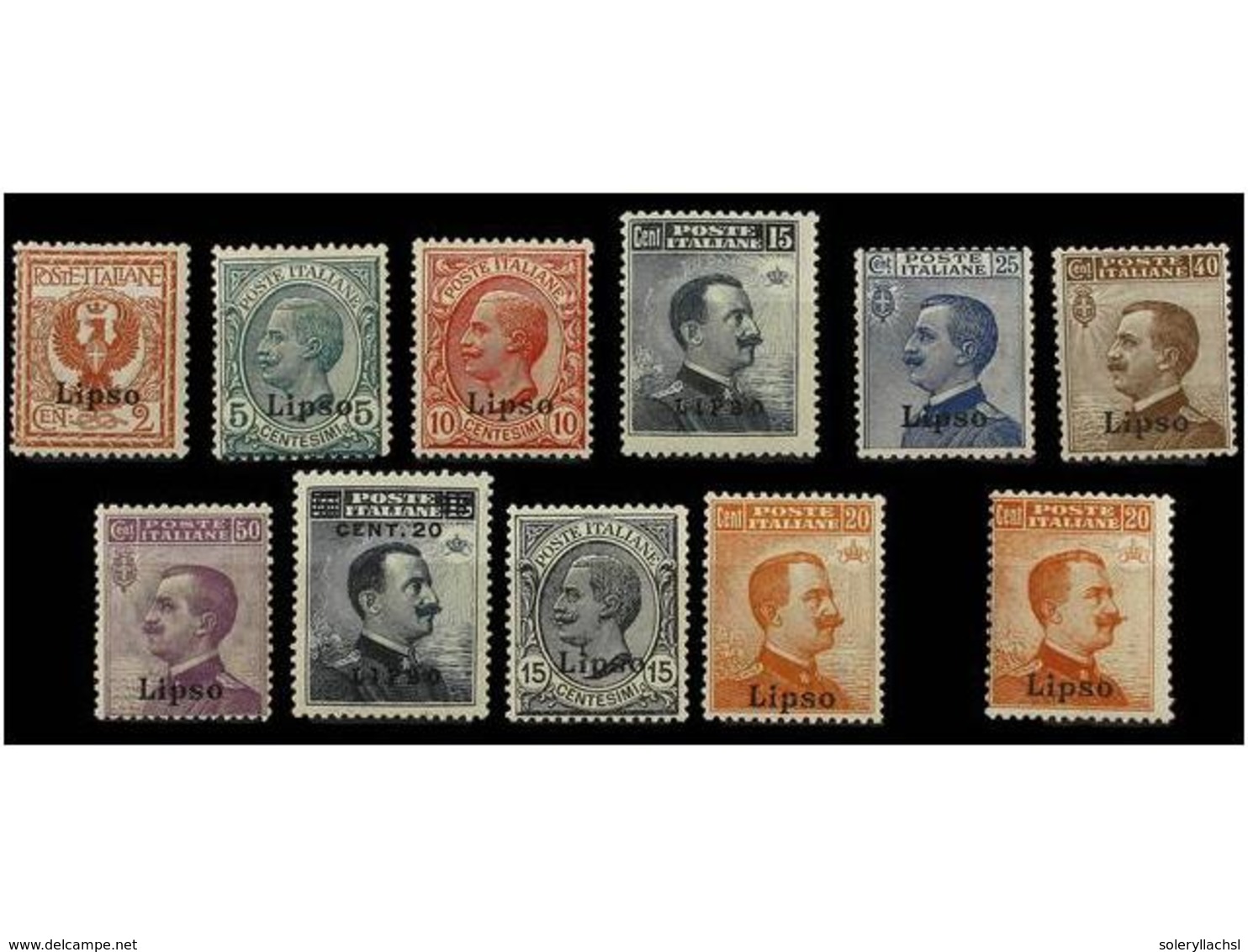 3723 ** ITALIA: EGEO (Colonia Italiana). Sa.1/11. 1912-22. <B>LIPSO</B>. Complete Sets, Never Hinged. Cert. TOSELLI. Sas - Other & Unclassified