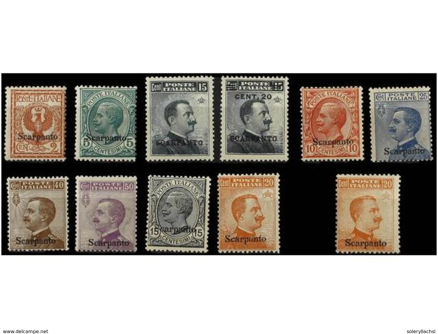 3727 ** ITALIA: EGEO (Colonia Italiana). Sa.1/11. 1912-22. <B>SCARPANTO.</B> Complete Sets, Never Hinged. Cert. TOSELLI. - Other & Unclassified