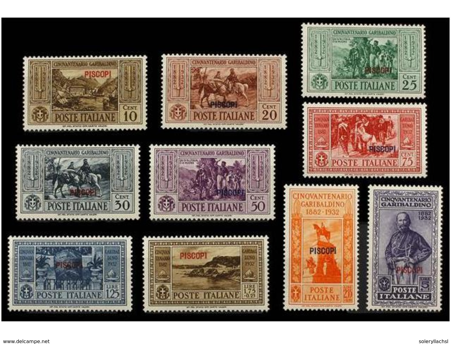 3744 ** ITALIA: EGEO (Colonia Italiana). Sa.17/26. 1932. <B>PISCOPI.</B> Complete Set, Never Hinged. Sassone.550?. - Other & Unclassified