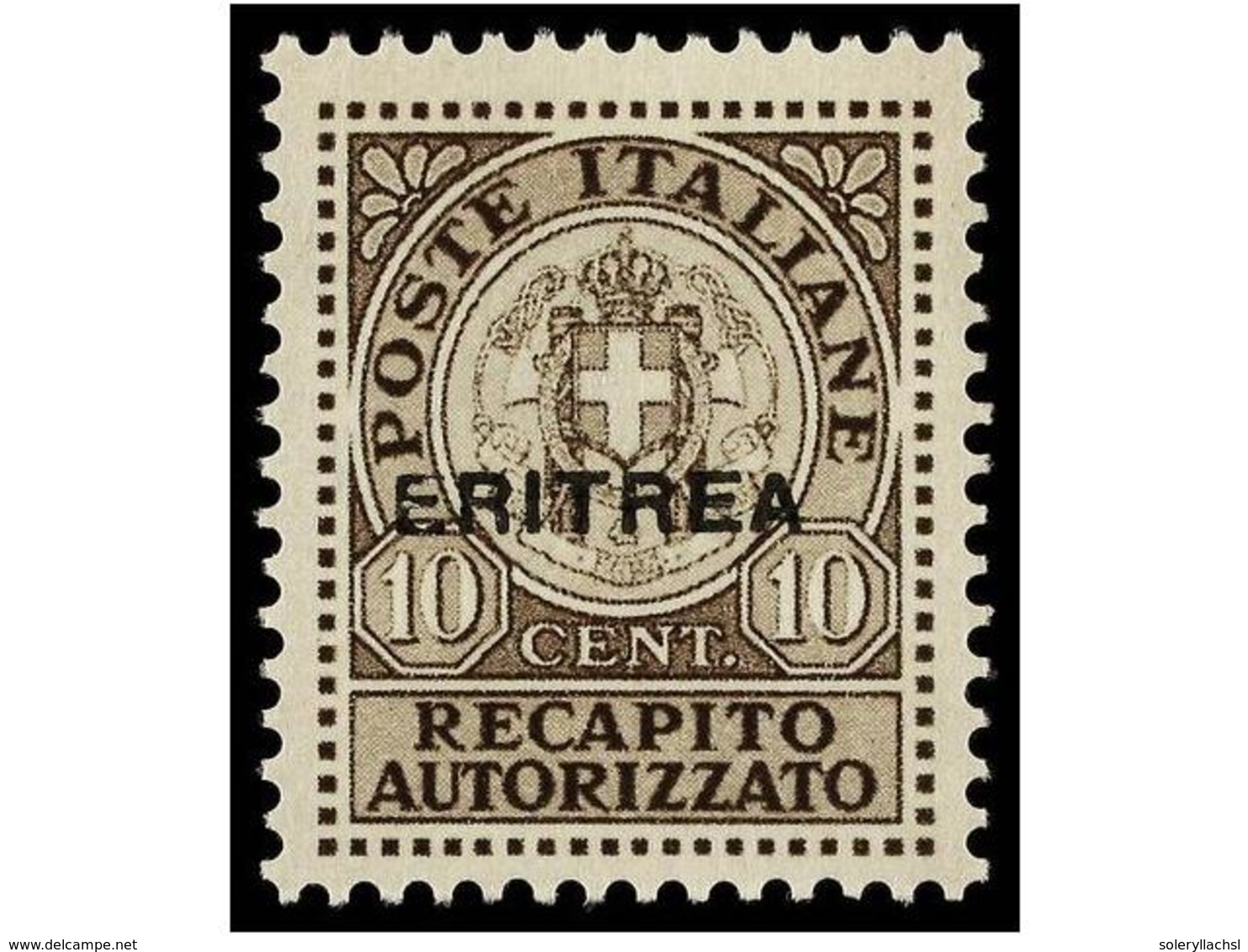 3767 ** ERITREA. Sa.1. 1939. <B>RECAPITO AUTORIZZATO. 10 Cts. </B>brown, Never Hinged. Sassone.75?. - Sonstige & Ohne Zuordnung