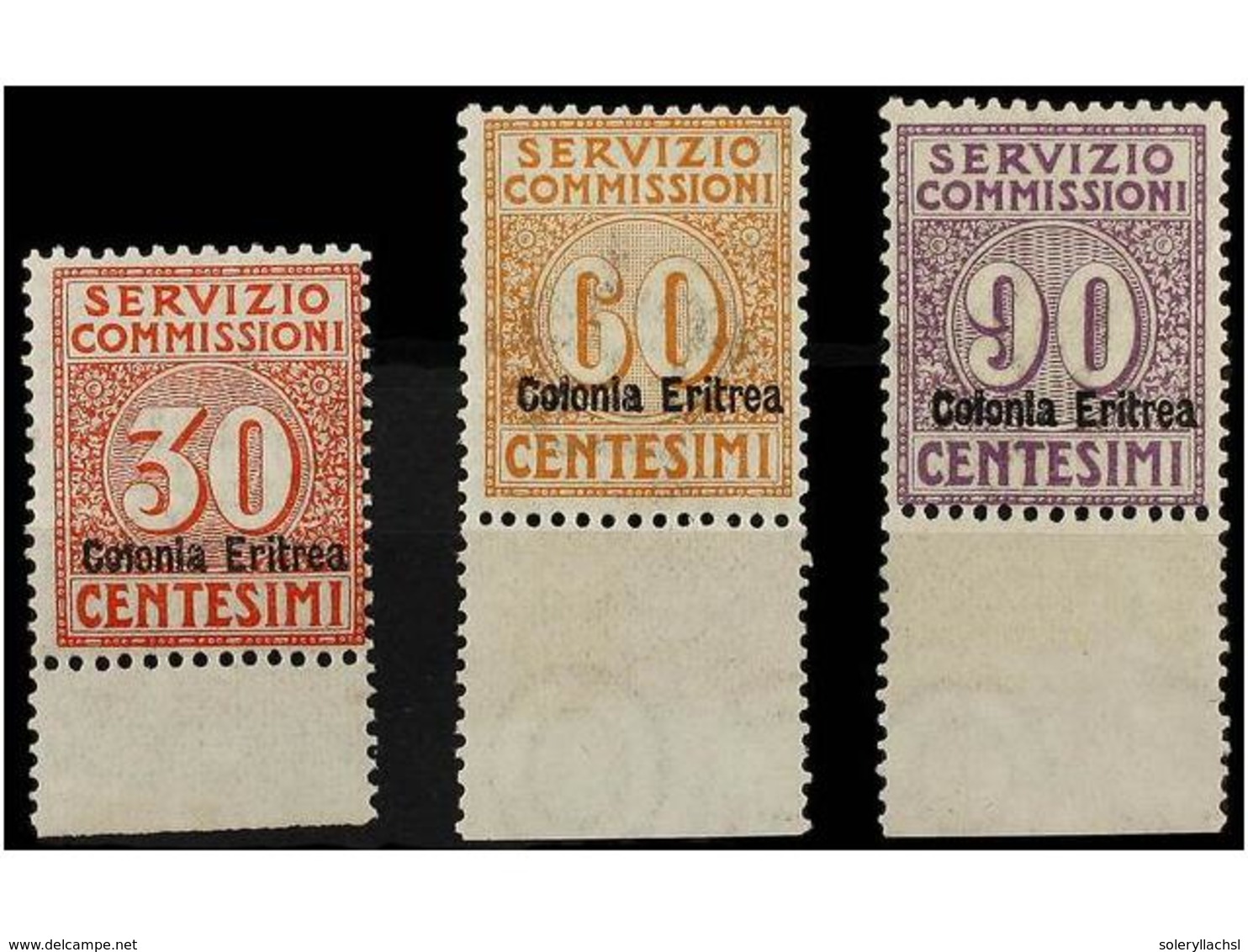 3786 ** ERITREA. Sa.1/3. 1916. <B>SERVIZIO COMMISSIONI. </B>Complete Set, Never Hinged. Sassone.275?. - Sonstige & Ohne Zuordnung