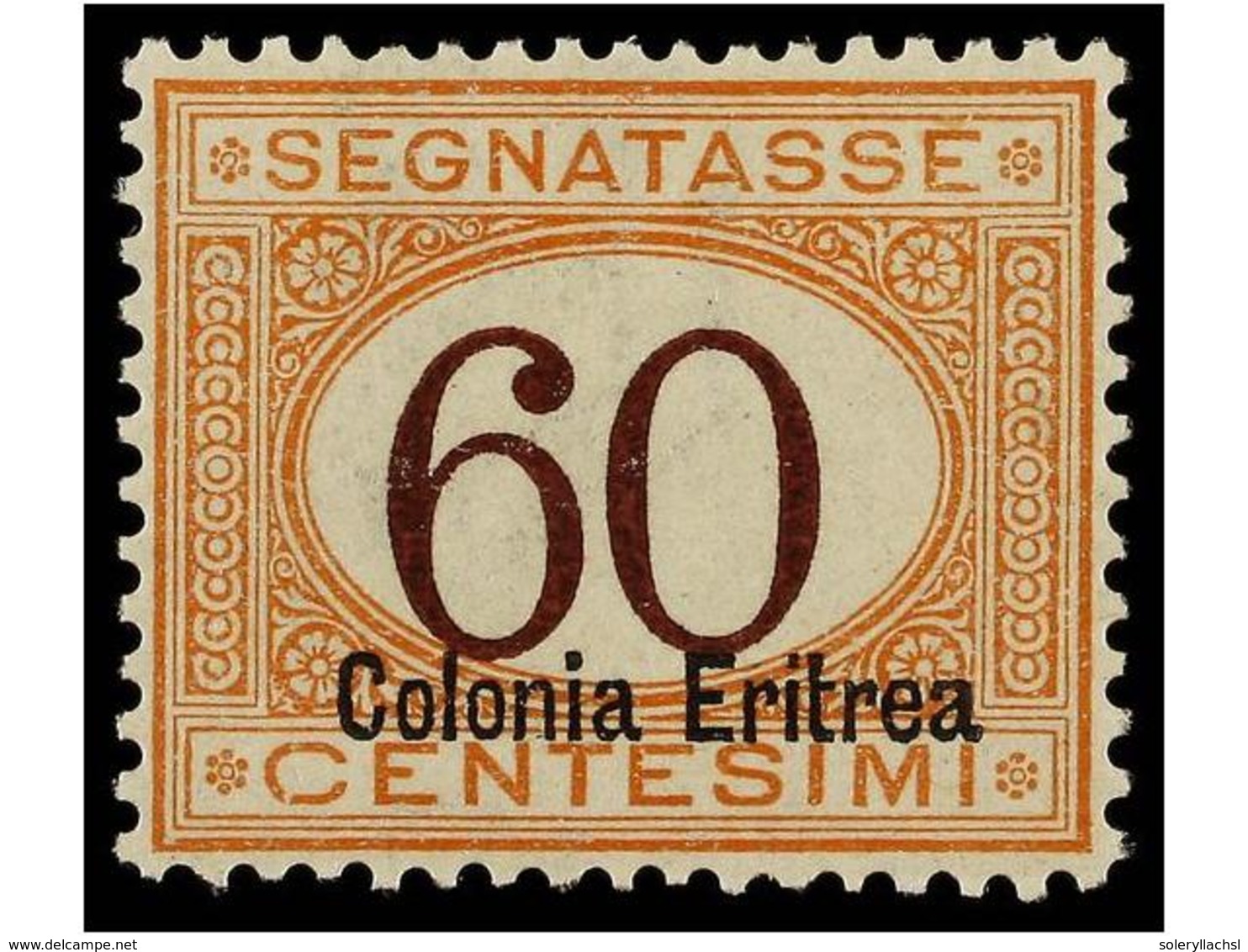 3787 ** ERITREA. Sa.T-25. 1926. <B>POSTAGE DUE. 60 Cts.</B> Red And Orange, Very Well Centered. Sassone.750?. - Sonstige & Ohne Zuordnung